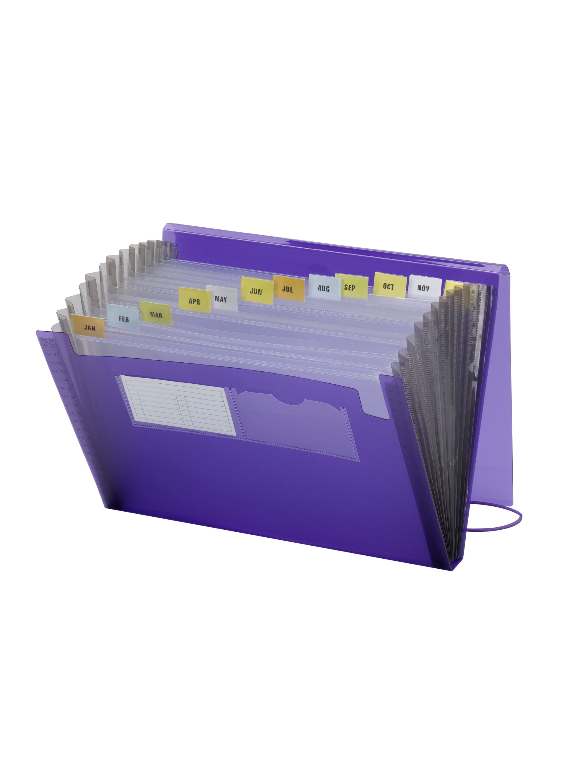 Poly Expanding Files with Flap, 12 Pockets, Purple Color, Letter Size, Set of 1, 086486708791