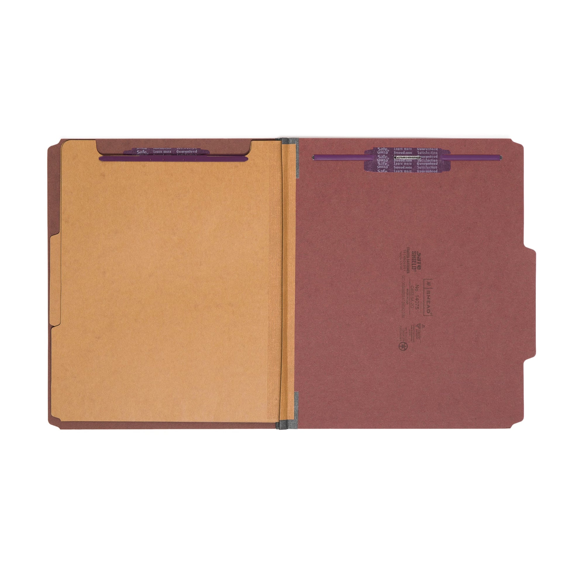 SafeSHIELD® Pressboard Classification File Folders, 2 Dividers, 2 inch Expansion, 2/5-Cut Tab, Red Color, Letter Size, Set of 10, 30086486140752