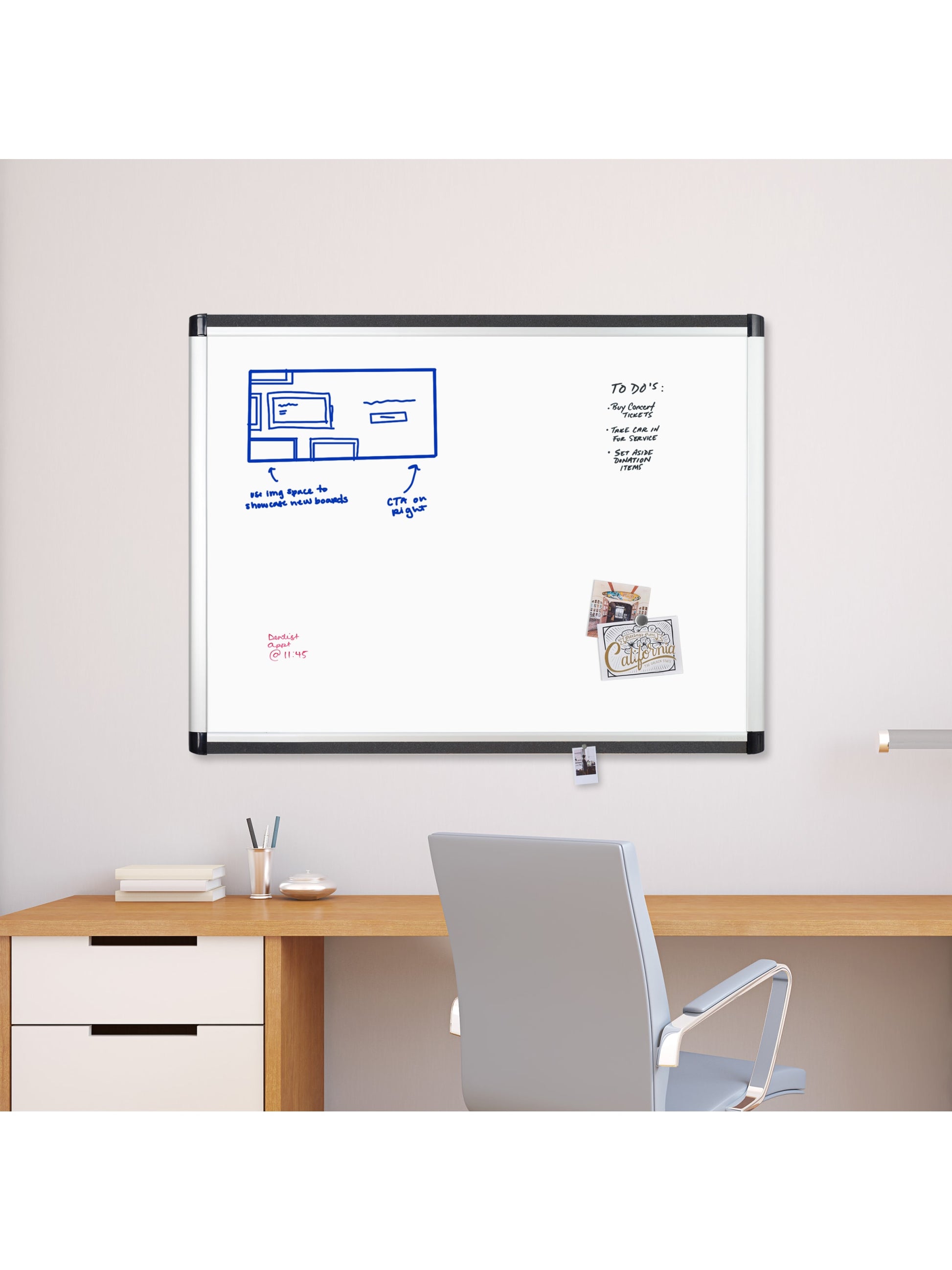 Aluminum PinIt Frame Dry Erase Board, Pinit Frame, Silver, White, 47" x 35", 4 x 3, White, 47" X 35" Size, Set of 1, 817894028078