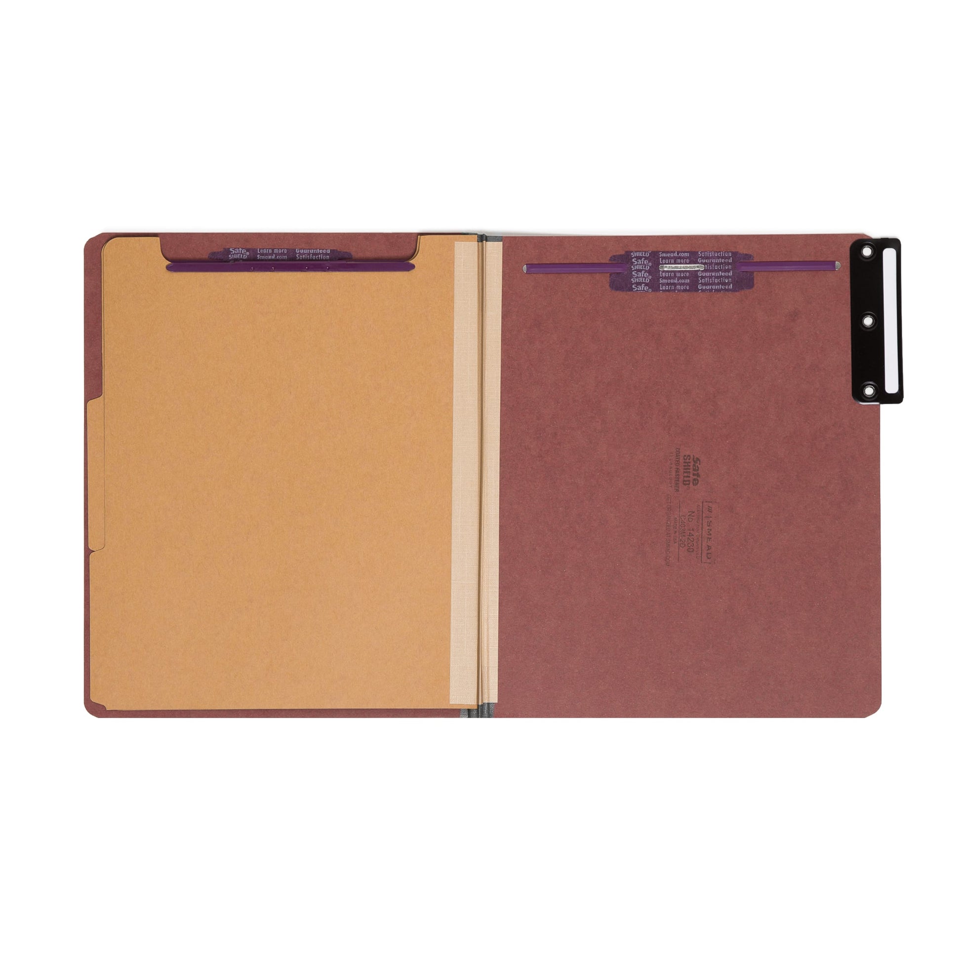 SafeSHIELD® Pressboard Classification File Folders, 2 Dividers, 2 inch Expansion, Metal Tab, Red Color, Letter Size, Set of 10, 30086486142305