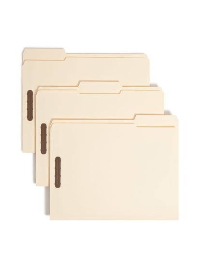 Reinforced Tab Fastener File Folders, 1/3-Cut Tab, Manila Color, Letter Size, Set of 1, 086486115377