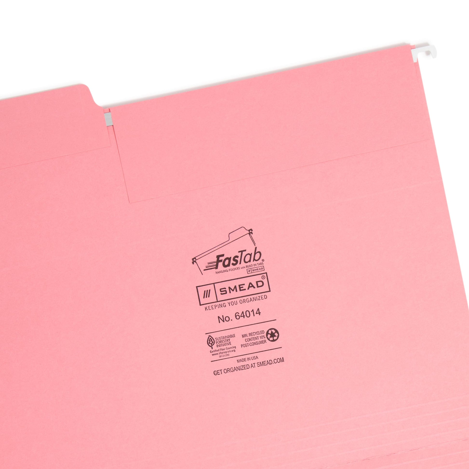 Smead FasTab Hanging File Folders - Letter Size, Red, 20 Per Box, Reinforced Tabs, No Assembly Needed