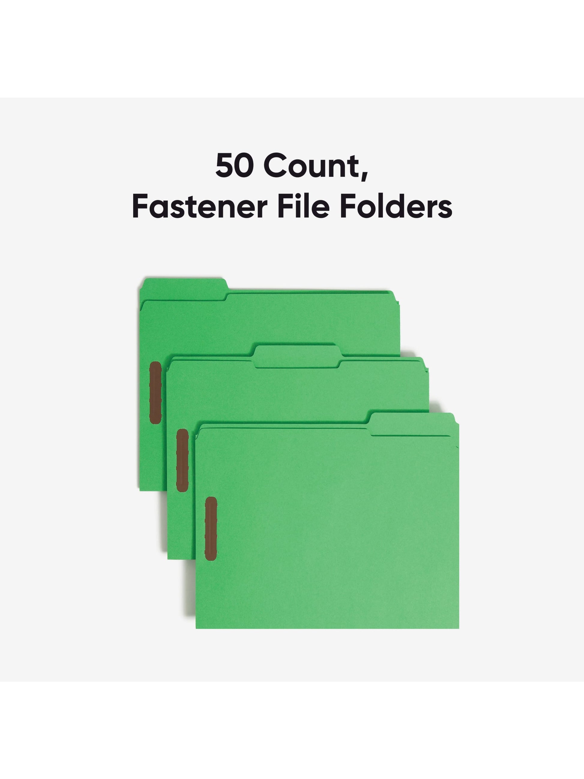 Reinforced Tab Fastener File Folders, 1/3-Cut Tab, 2 FastenersReinforced Tab Fastener File Folders, 1/3 Cut, Green, Letter, Green, Letter Size, Set of 50, 086486121408