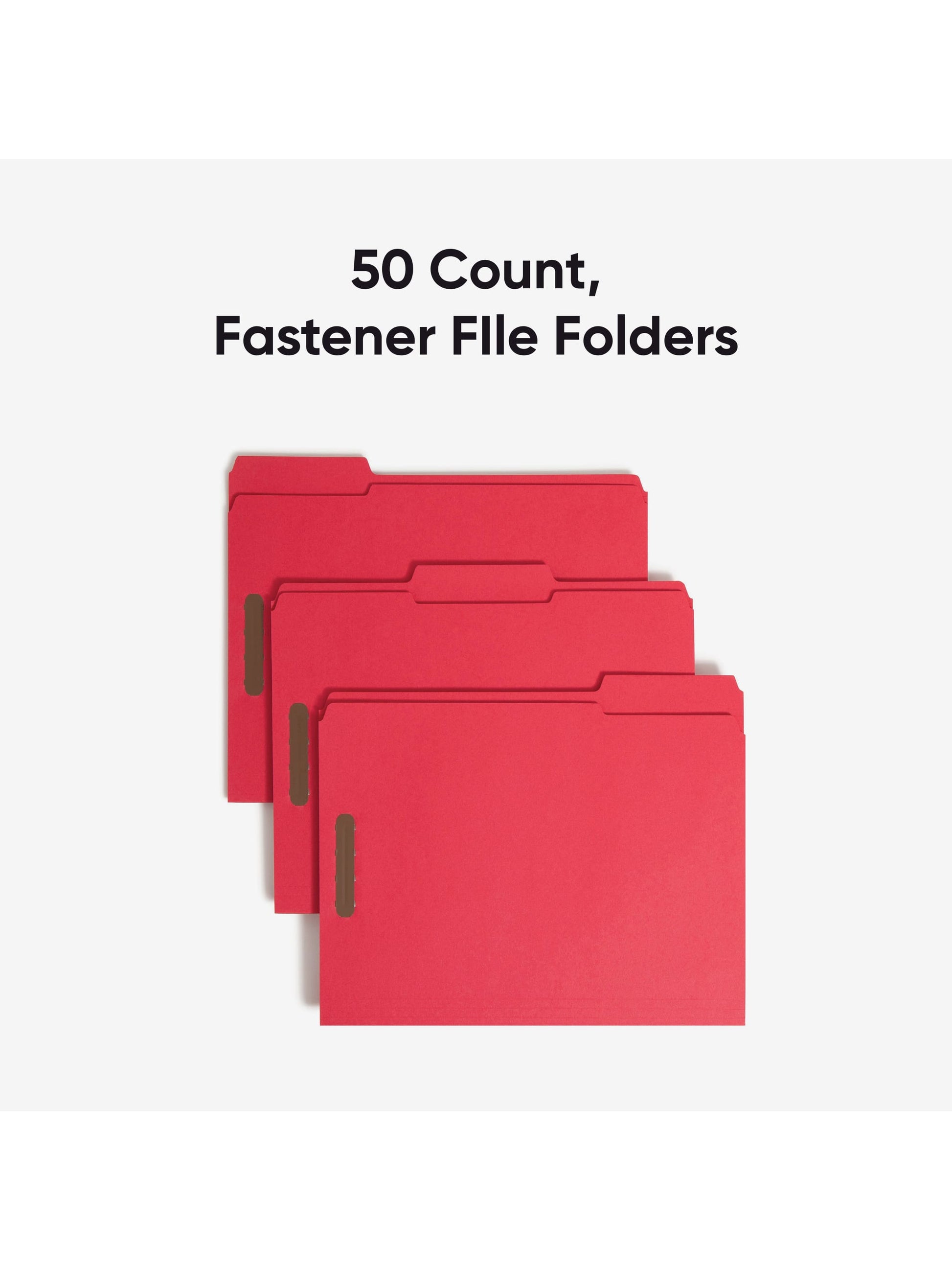 Reinforced Tab Fastener File Folders, 1/3-Cut Tab, 2 FastenersReinforced Tab Fastener File Folders, 1/3 Cut, Red, Letter, Red, Letter Size, Set of 50, 086486127400