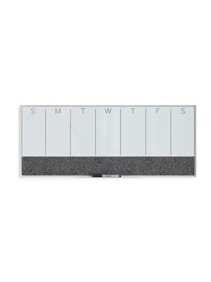 Aluminum Frame Magnetic Glass Dry Erase Weekly, White, Assorted Colors, 14.25" x 35, 3 x 1, Assorted Colors, 14.25" X 35 Size, Set of 1, 843463131993
