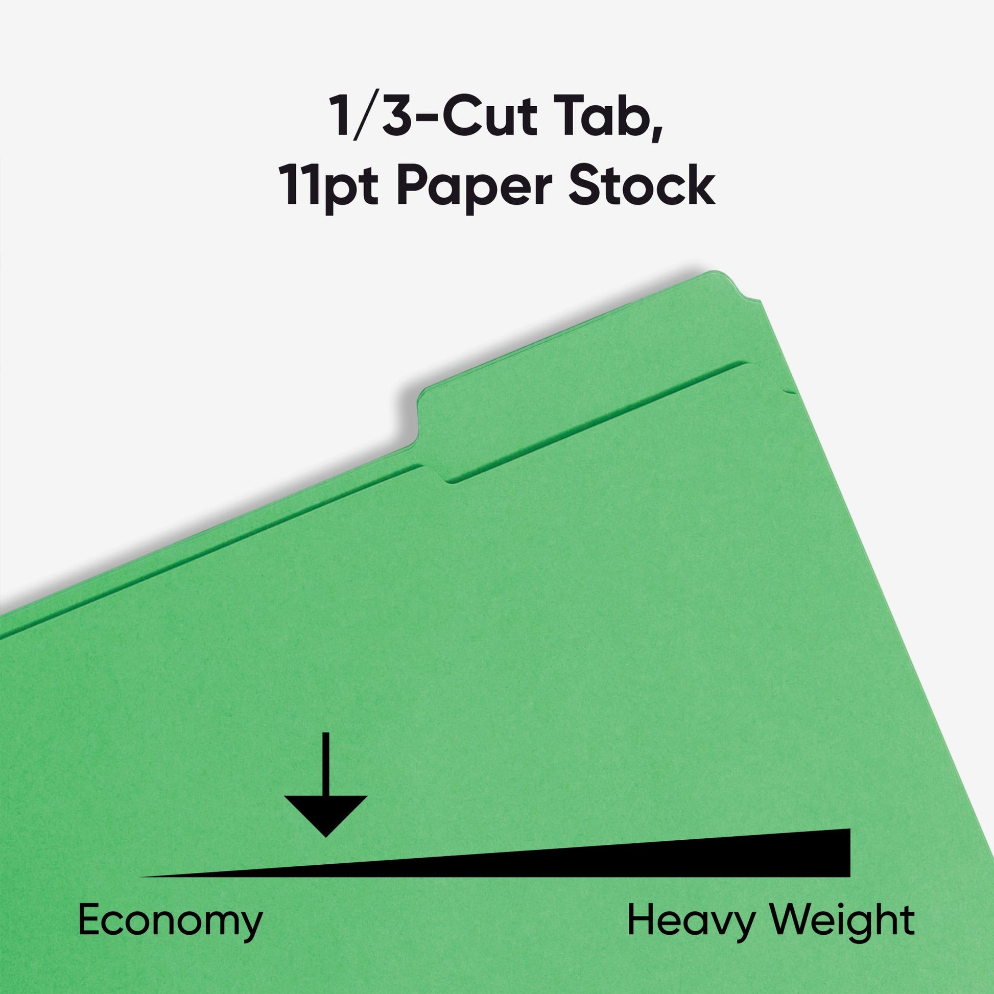 Reinforced Tab Fastener File Folders, 1/3-Cut Tab, 2 Fasteners, Green Color, Letter Size, Set of 50, 086486121408
