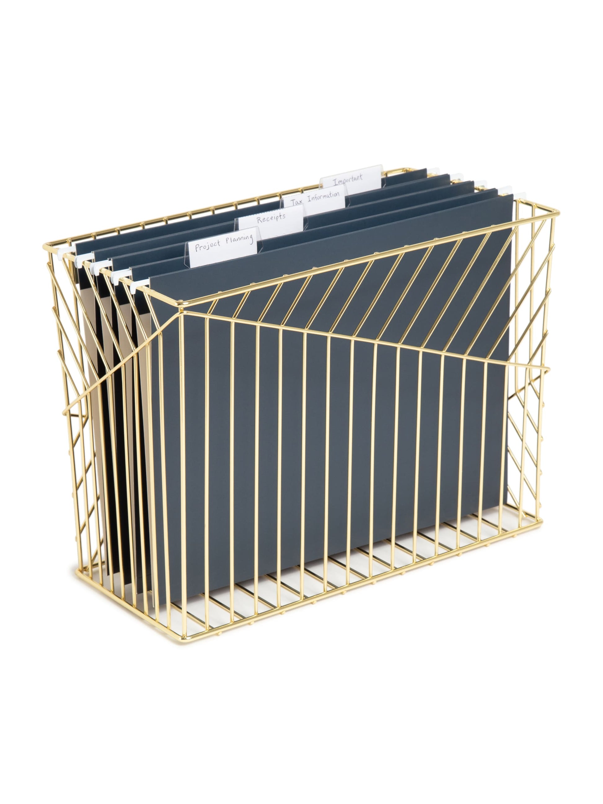 Vena Hanging File Basket, Vena, Gold, Gold, Set of 1, 843463132310