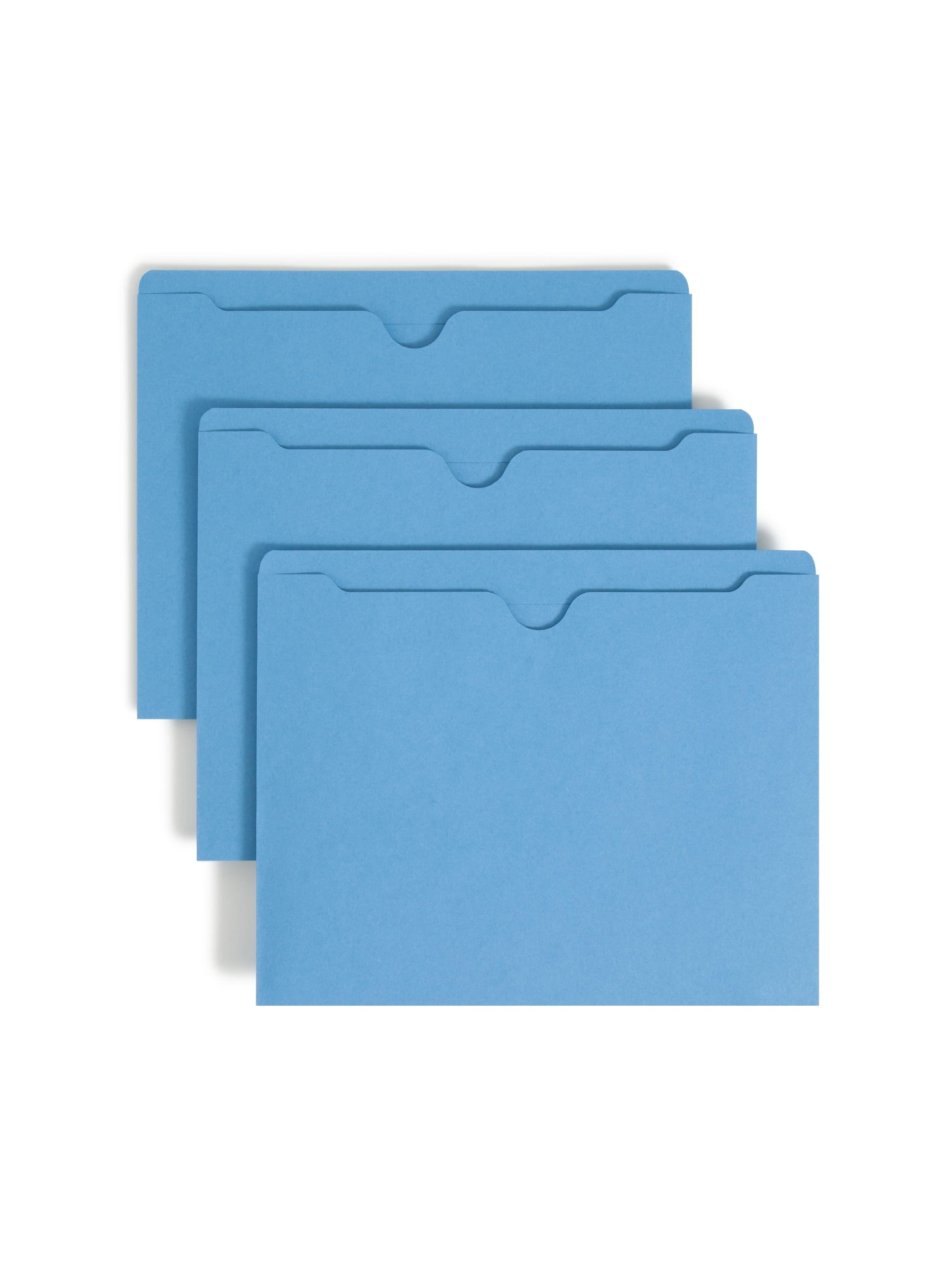 Colored File Jackets, Reinforced Straight-Cut Tab, No Expansion, Blue Color, Letter Size, Set of 100, 30086486755024