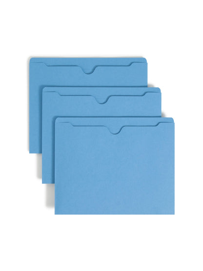 Colored File Jackets, Reinforced Straight-Cut Tab, No Expansion, Blue Color, Letter Size, Set of 100, 30086486755024