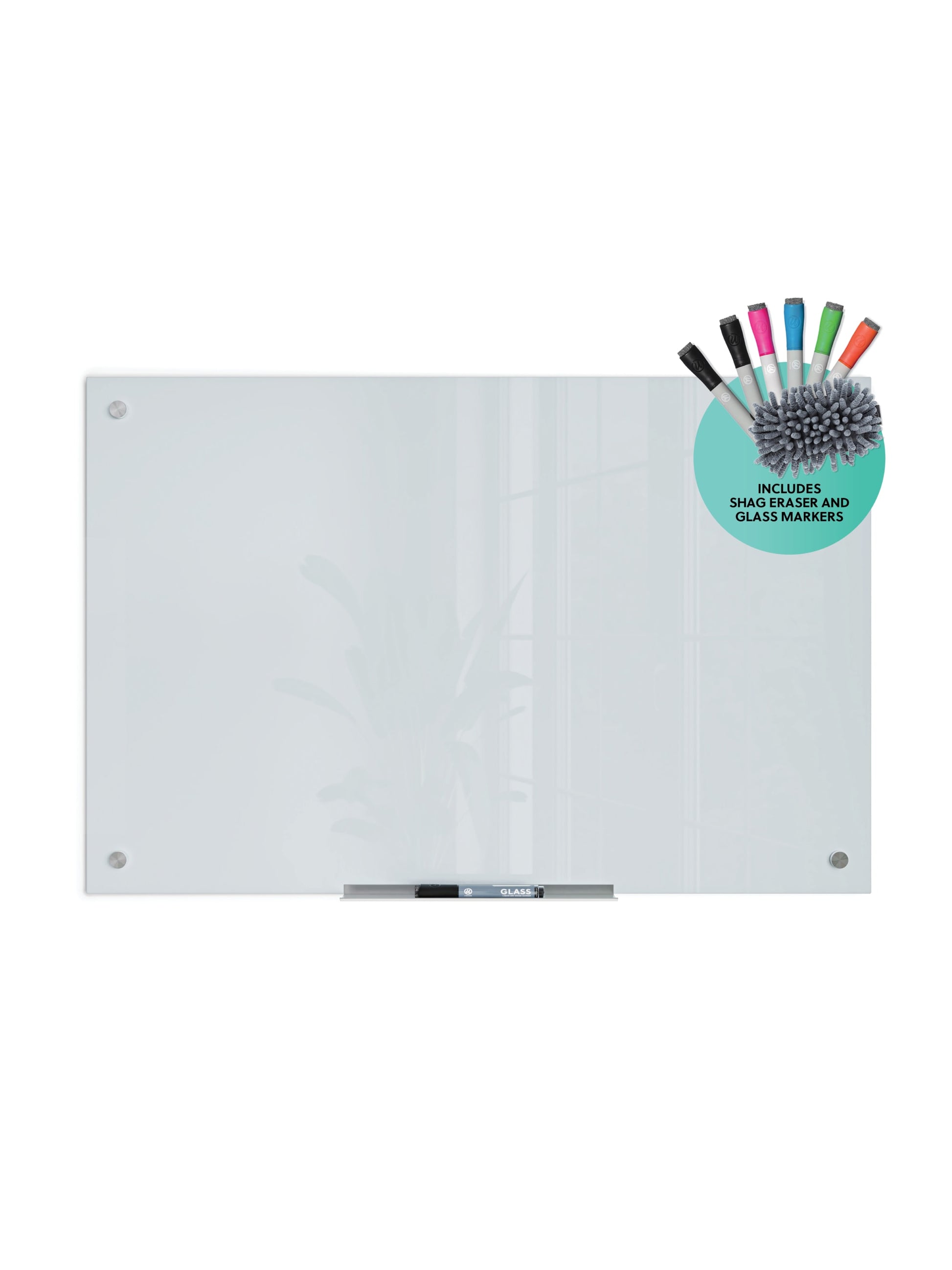 Frameless Glass Magnetic Dry Erase Board VP, White, 35" x 23", 3 x 2, White, 35" X 23" Size, Set of 1, 843463139708