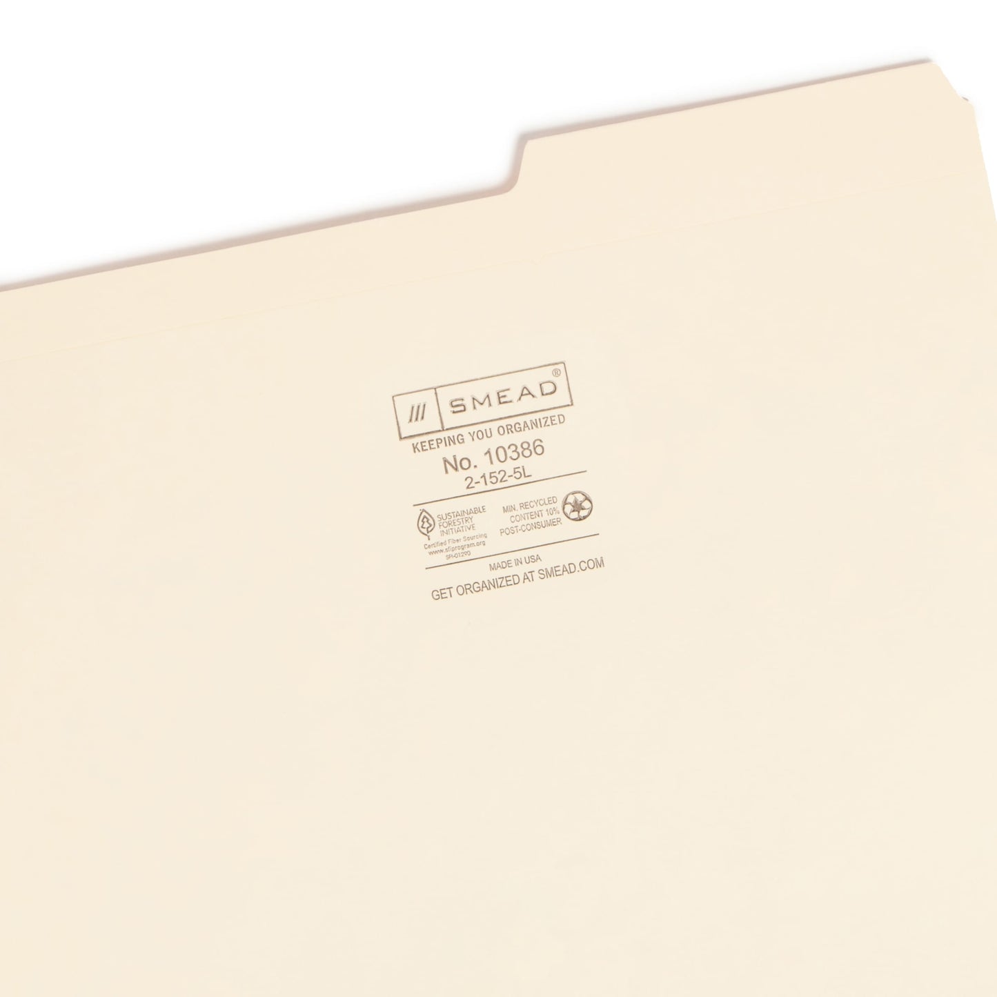 Reinforced Tab File Folders, 2/5-Cut Guide Height Right Tab, Manila Color, Letter Size, Set of 100, 086486103862