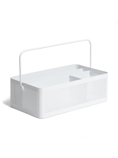 U Brands Perf Metal Desktop Caddy, Modern Perforated, White