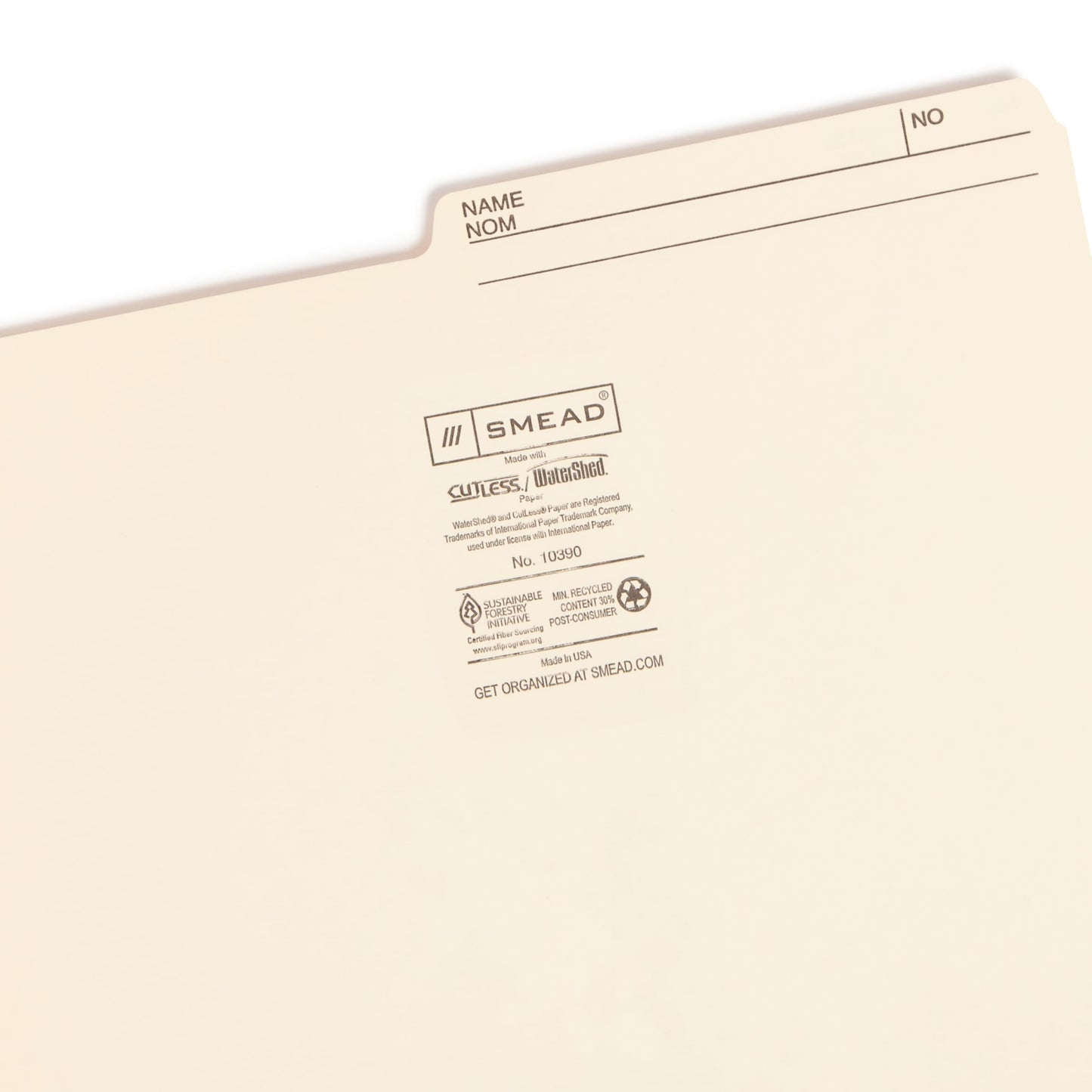 WaterShed®/CutLess® Reversible Printed Tab File Folders, Manila Color, Letter Size, Set of 100, 086486103909