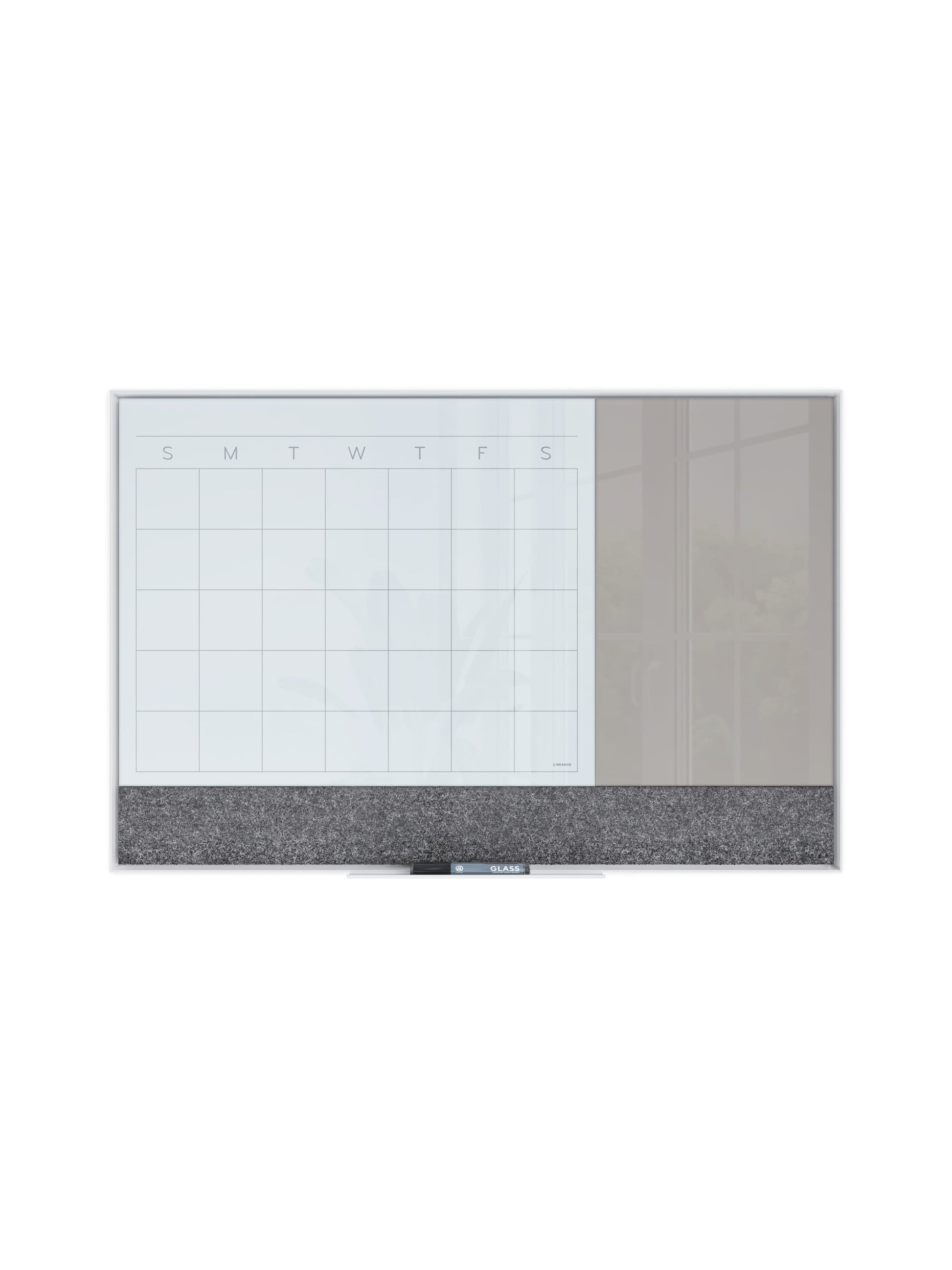Aluminum Frame Glass Magnetic Combo Calendar Board, White, Assorted Colors, 23" x 35", 3 x 2, Assorted Colors, 23" X 35" Size, Set of 1, 843463131979