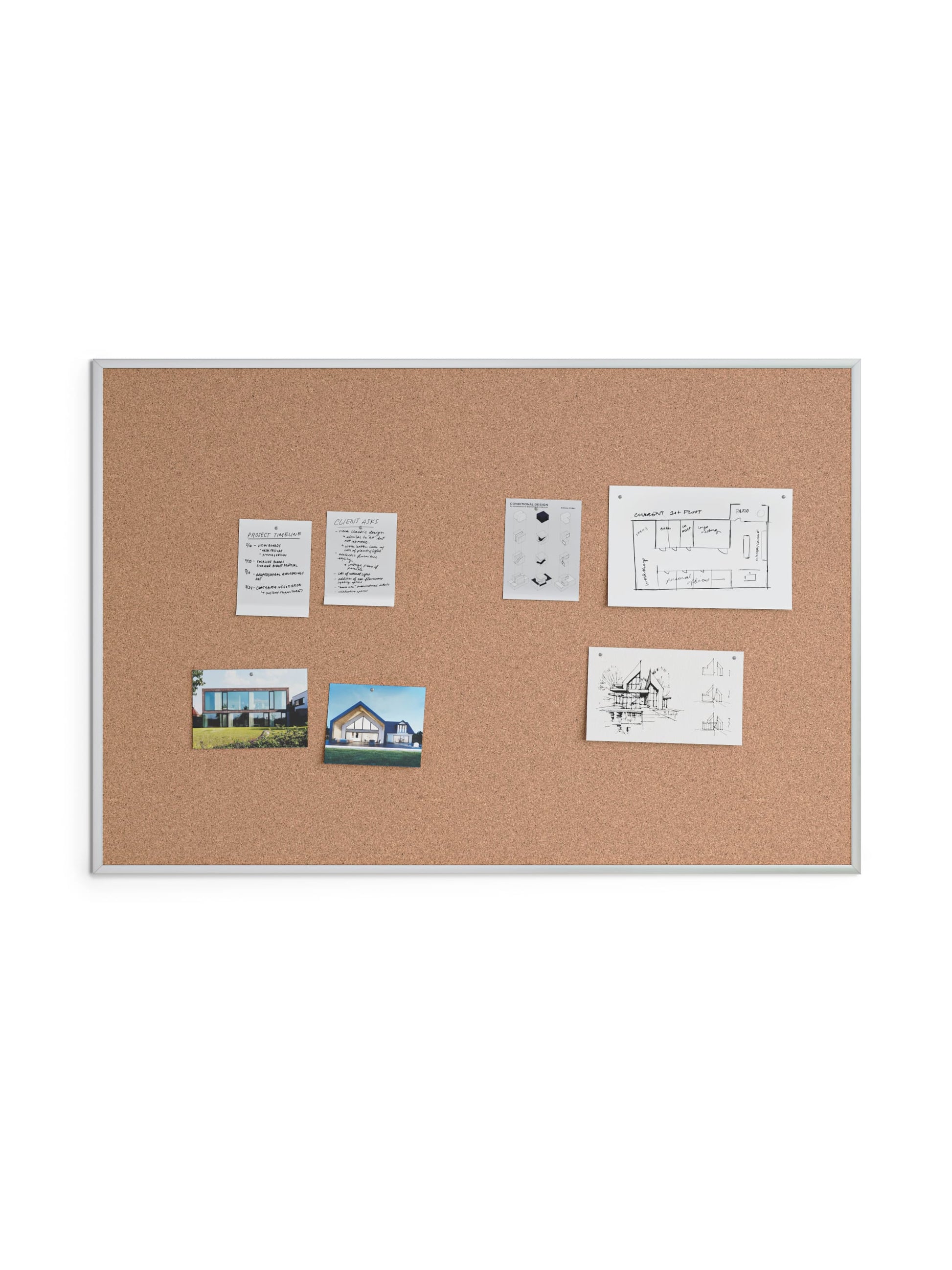 Metal Frame Cork Board, Silver, Brown, 47" x 70", 6 x 4, Brown, 47" X 70" Size, Set of 1, 812296020231
