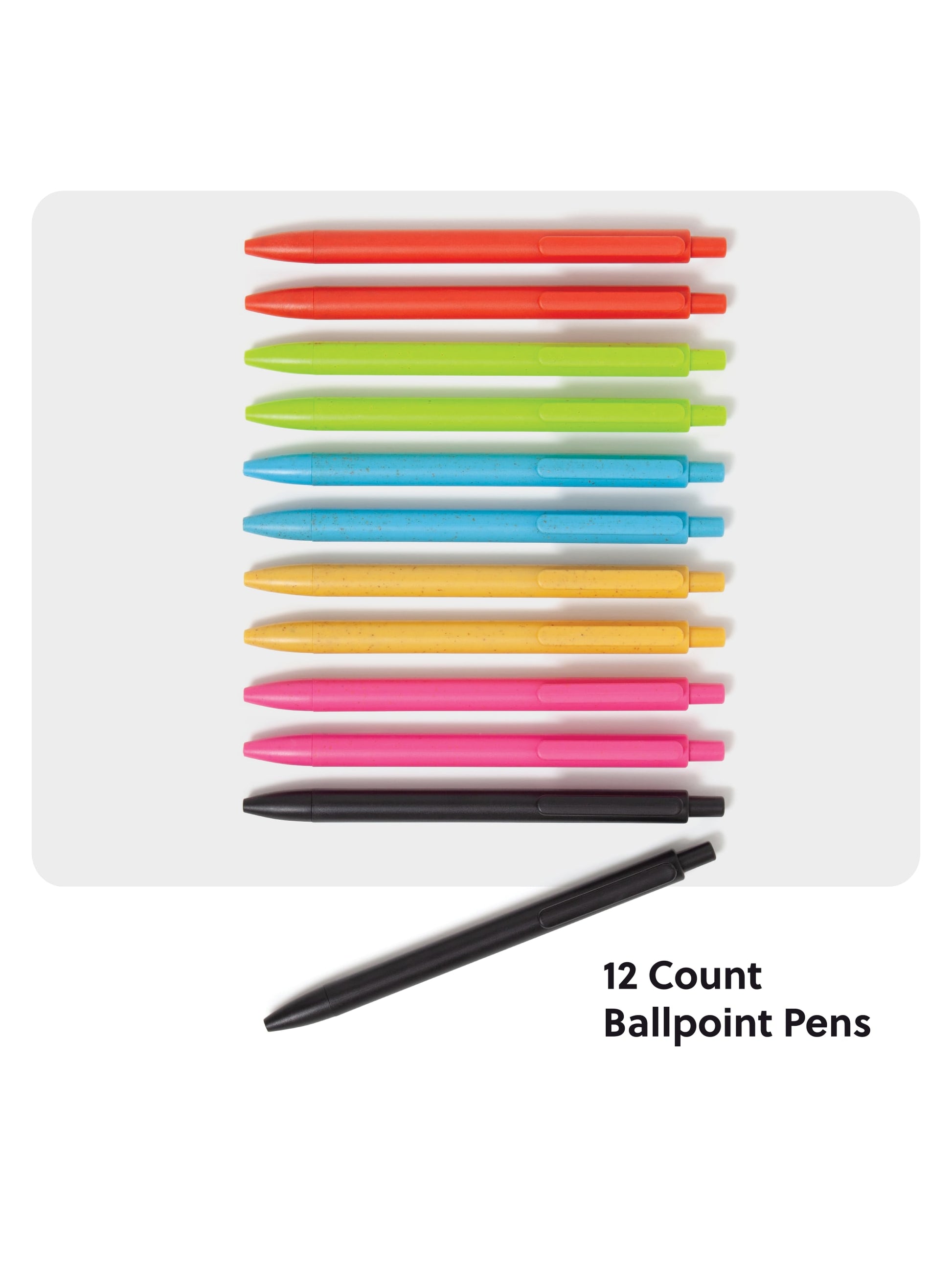 U-Eco Ballpoint Pens - Colored Ink, U-Eco, Assorted Colors, Assorted Colors, Set of 12, 843463149356