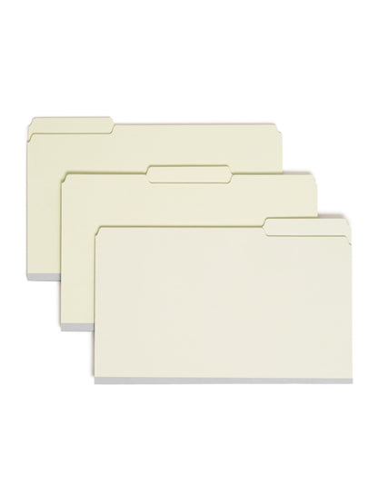 SafeSHIELD®  Pressboard Fastener File Folders, Gray/Green Color, Legal Size, 