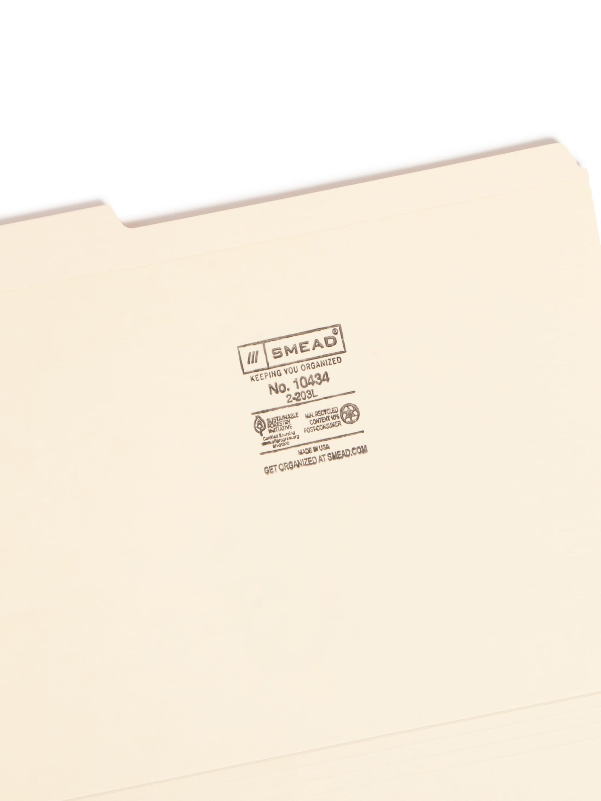 Heavy Duty Reinforced Tab File Folders, 1/3-Cut Tab, Manila Color, Letter Size, Set of 100, 086486104340