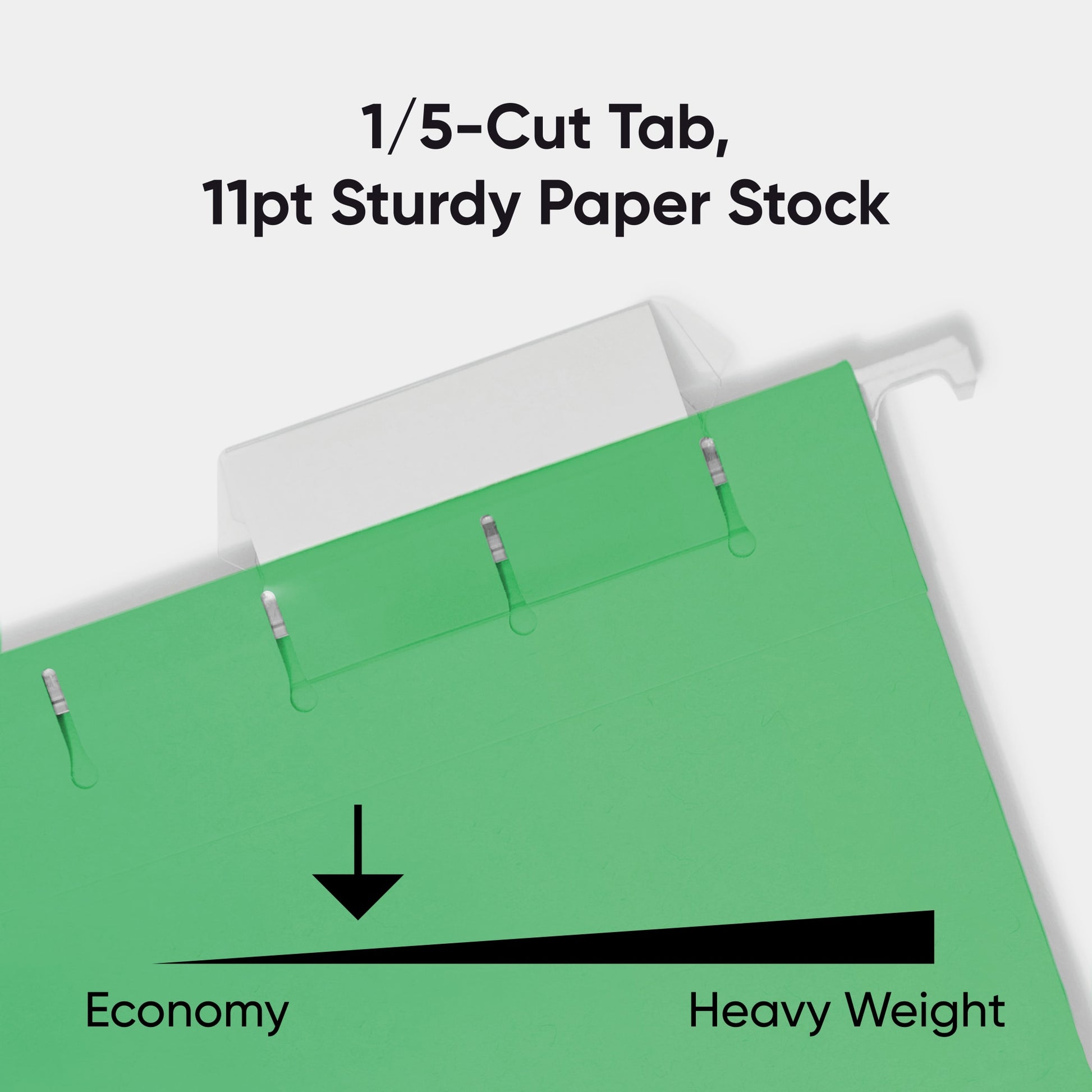 Standard Hanging File Folders with 1/5-Cut Tabs, Green Color, Letter Size, Set of 25, 086486640619