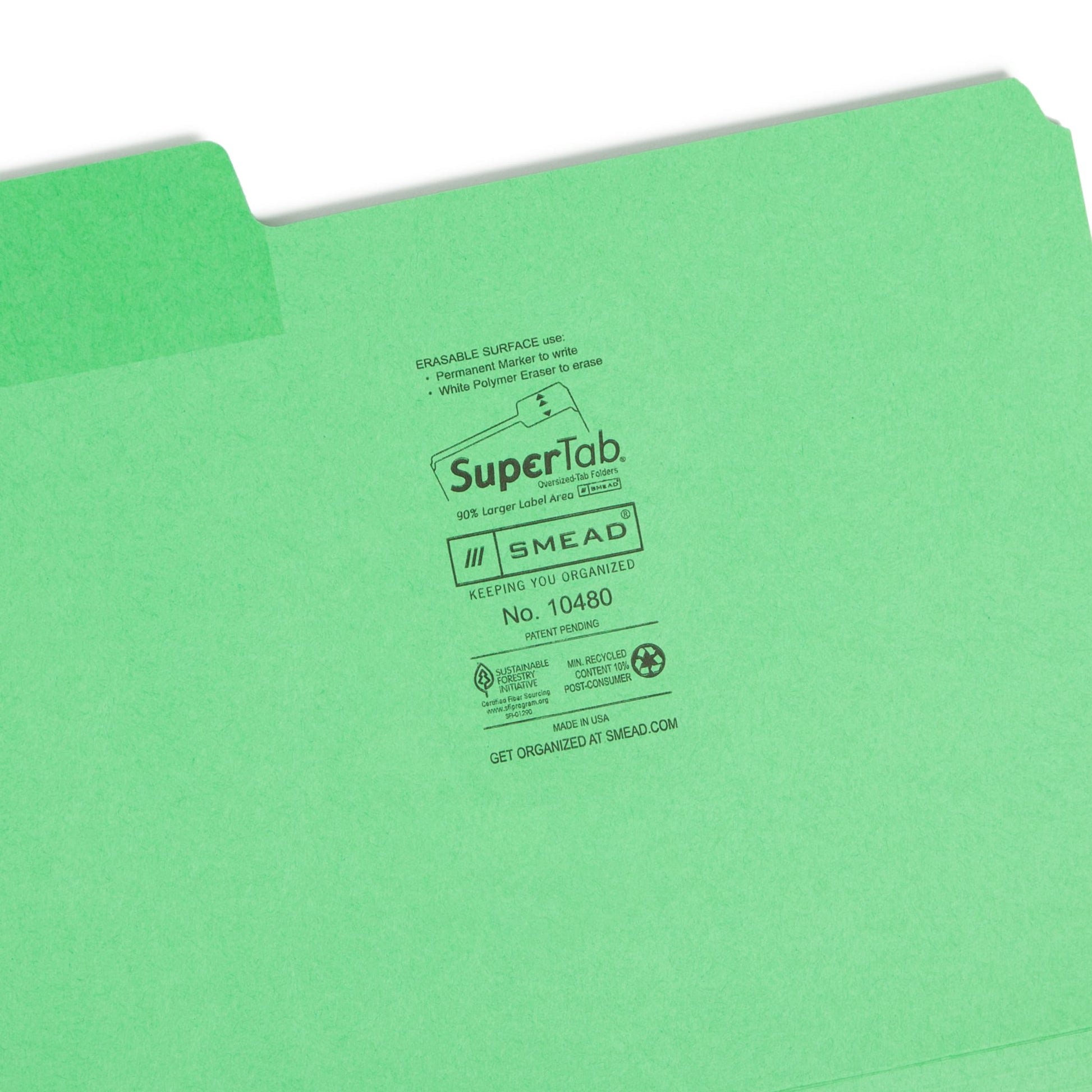 Erasable SuperTab® File Folders, Assorted Colors Color, Letter Size, Set of 24, 086486104807