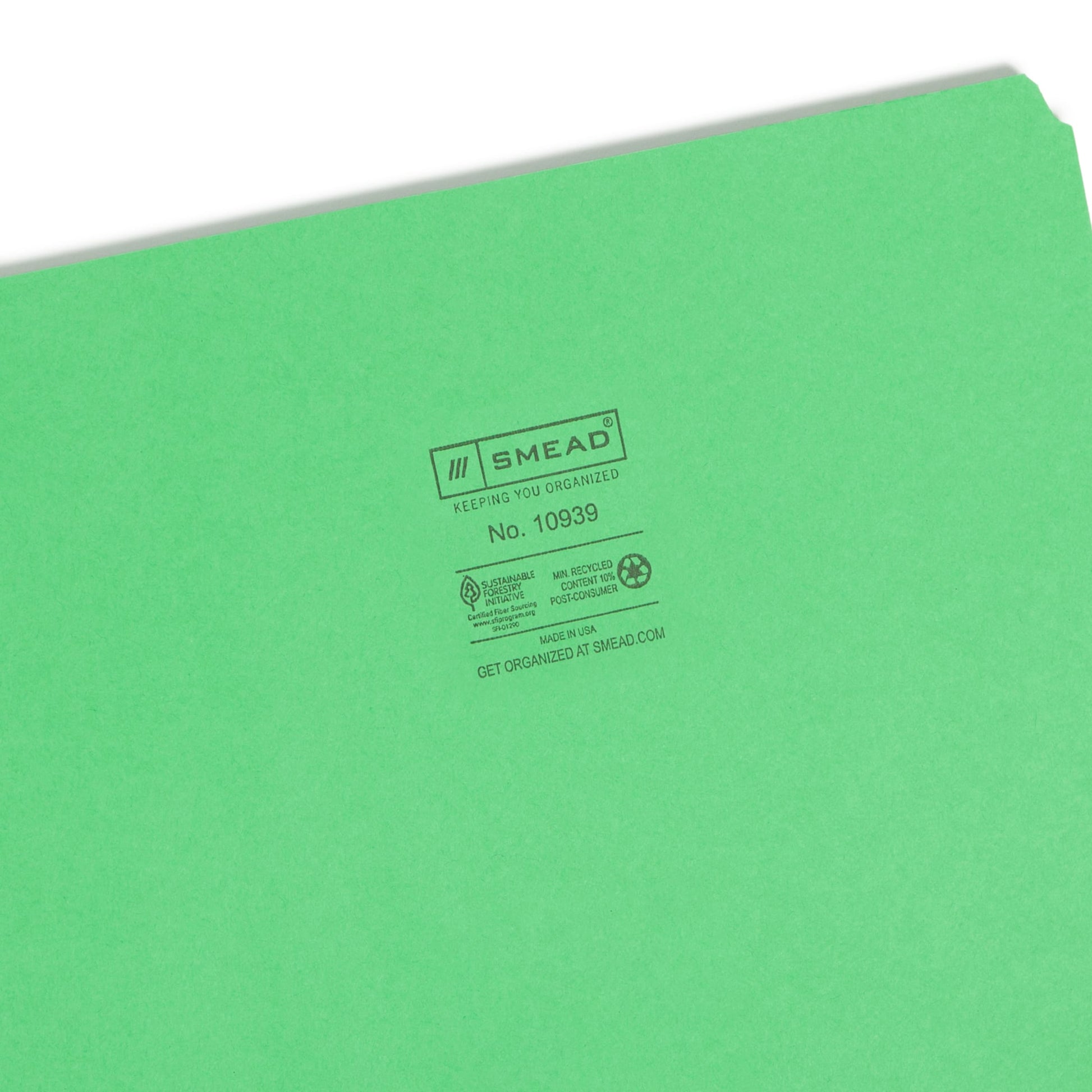 Standard File Folders, Straight-Cut Tab, Green Color, Letter Size, Set of 100, 086486109390