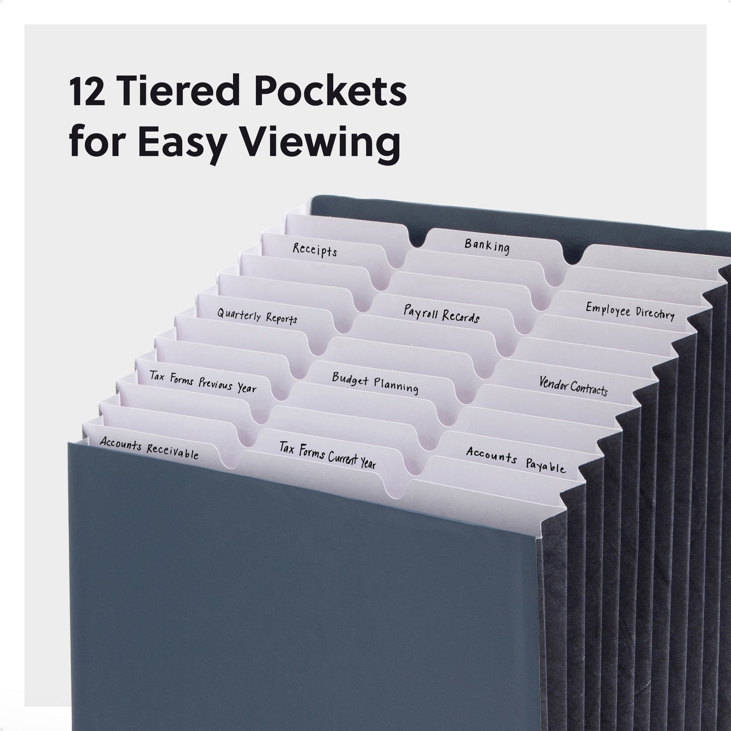 Expanding Stadium® File, 12 Pockets, Navy Color, 13.6" X 12.25" X 1.88" Size, Set of 1, 086486702119