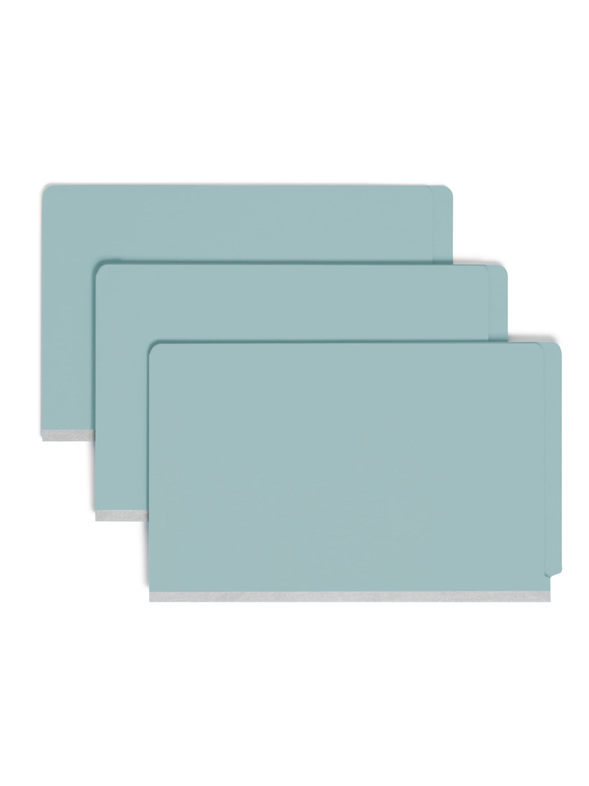 SafeSHIELD® Pressboard End Tab Classification File Folders, Straight-Cut Tab, 2 inch Expansion, 2 Divider, Blue Color, Legal Size, Set of 10, 30086486297814