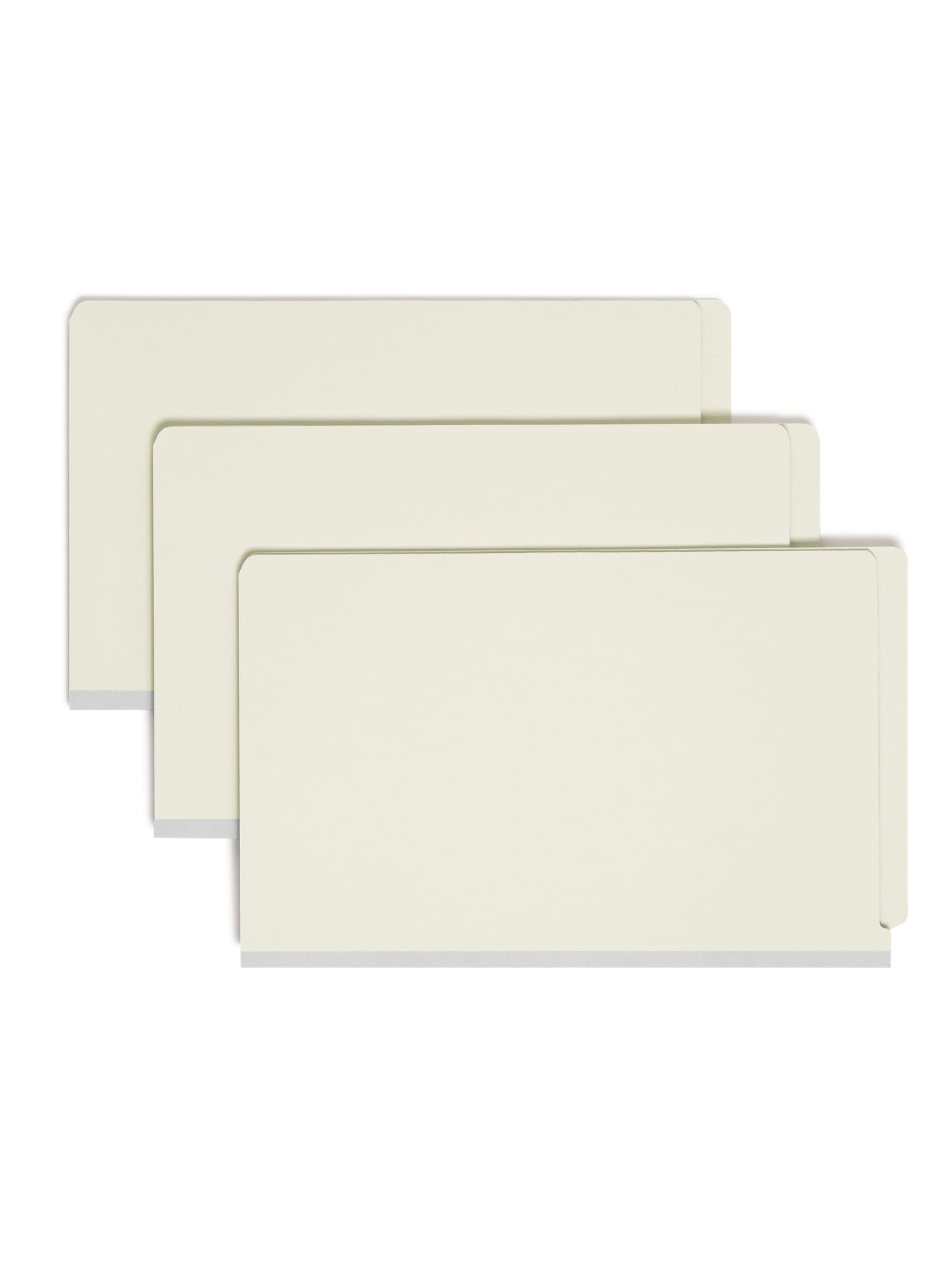 SafeSHIELD® Pressboard End Tab Classification File Folders, Straight-Cut Tab, 2 inch Expansion, 1 Divider, Gray/Green Color, Legal Size, Set of 10, 30086486298002