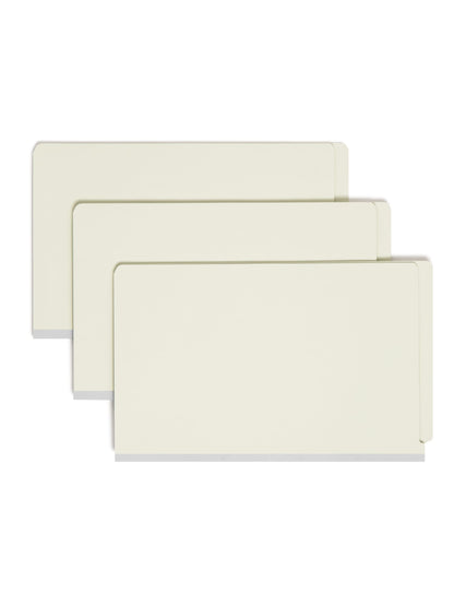 SafeSHIELD® Pressboard End Tab Classification File Folders, Straight-Cut Tab, 2 inch Expansion, 1 Divider, Gray/Green Color, Legal Size, Set of 10, 30086486298002