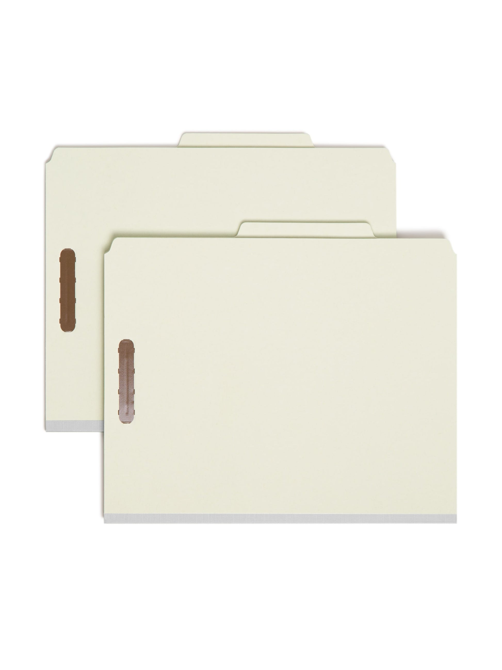 Pressboard Classification File Folders, 1 Divider, 2 inch Expansion, Gray/Green Color, Letter Size, Set of 10, 30086486137233