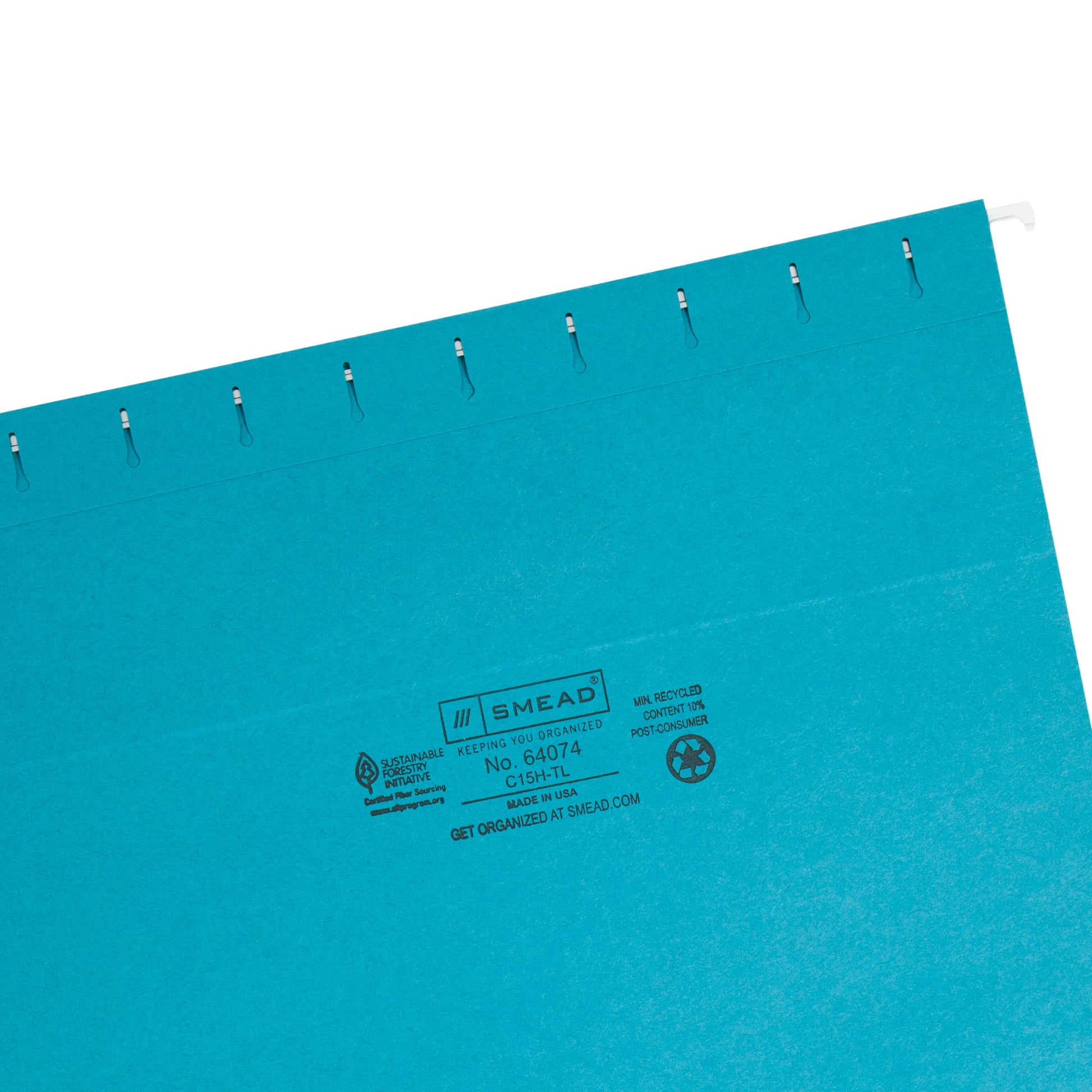 Standard Hanging File Folders with 1/5-Cut Tabs, Teal Color, Letter Size, Set of 25, 086486640749