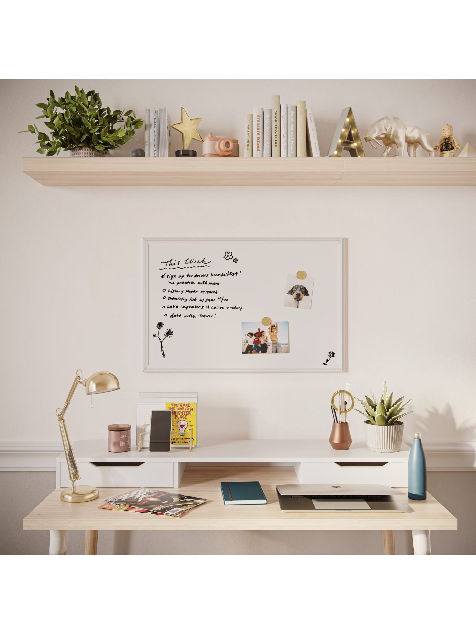 Decor Frame Dry Erase Board, White, White, 30" x 20", 3 x 2, White, 30" X 20" Size, Set of 1, 817894020713