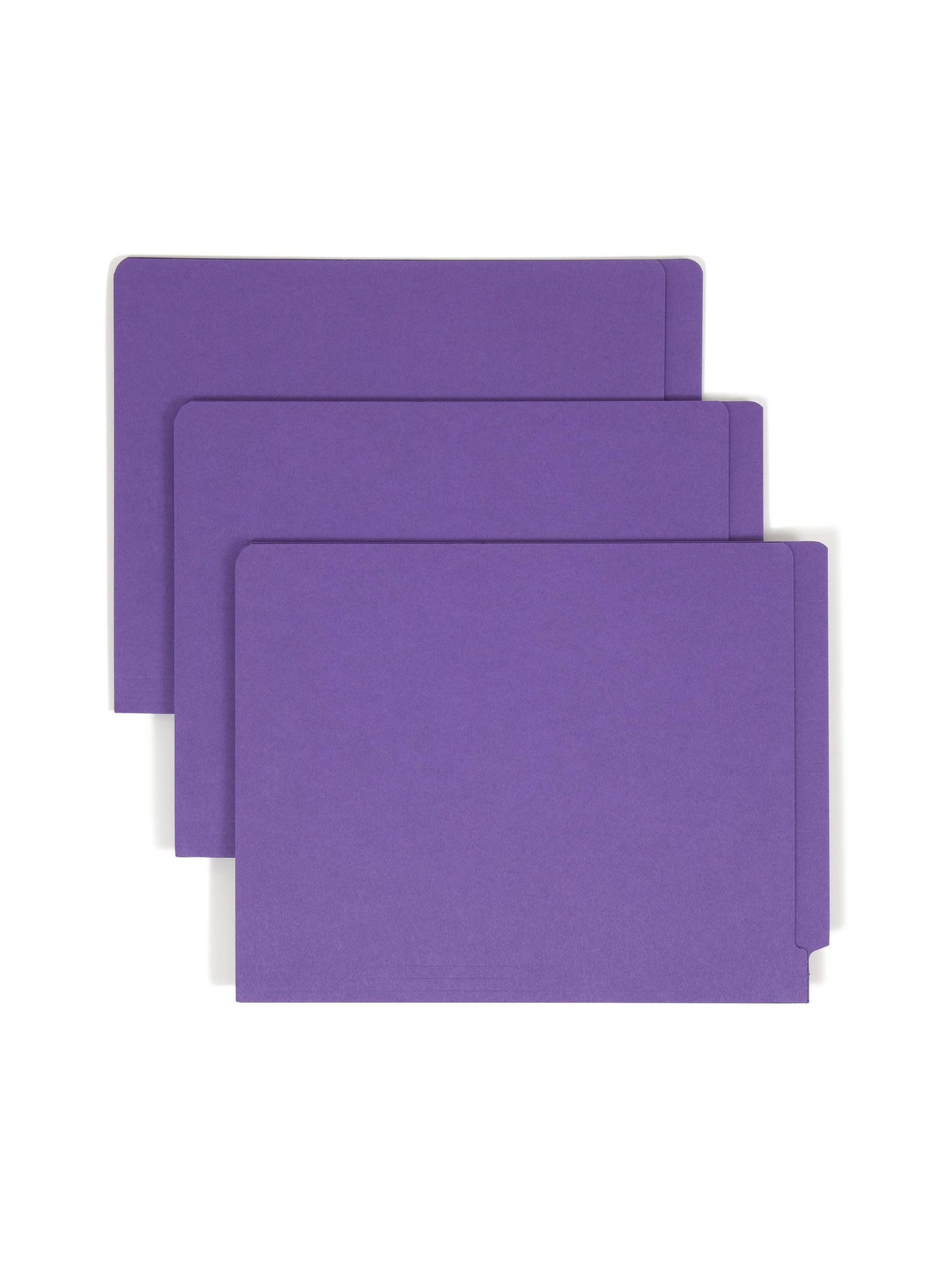 WaterShed® CutLess® End Tab Fastener File Folders, Straight-Cut Tab, Purple Color, Letter Size, 086486255509