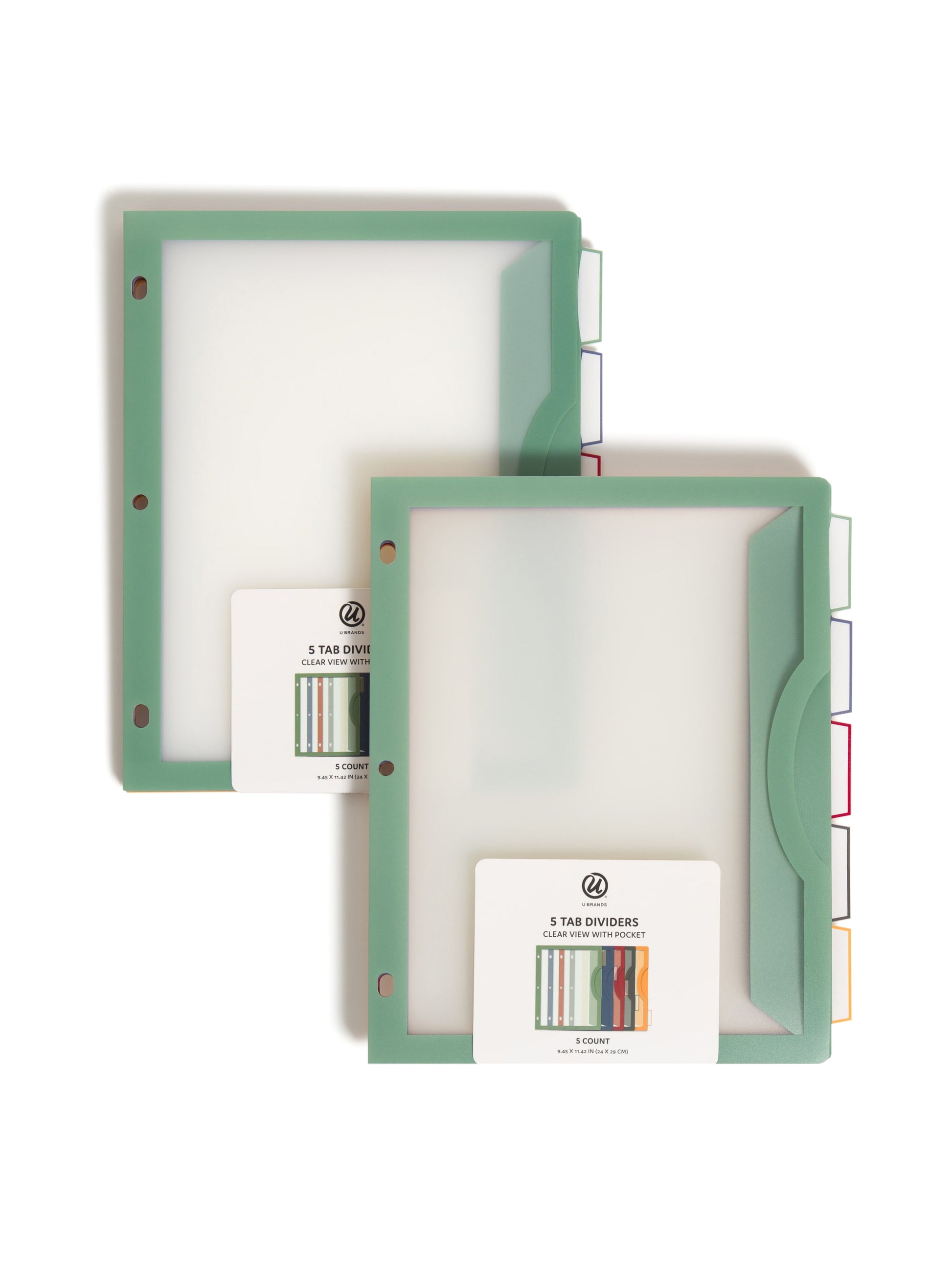 U Brands 5 Tab Dividers - Clear View, Set of 2, 6180U02-12