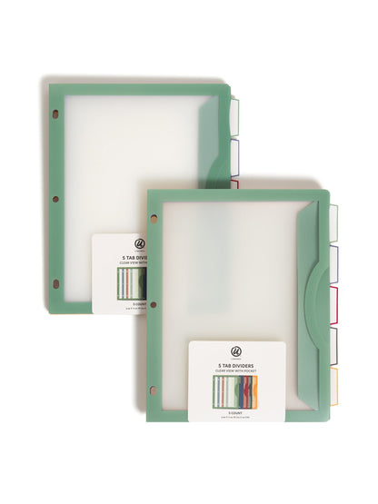 U Brands 5 Tab Dividers - Clear View, Set of 2, 6180U02-12