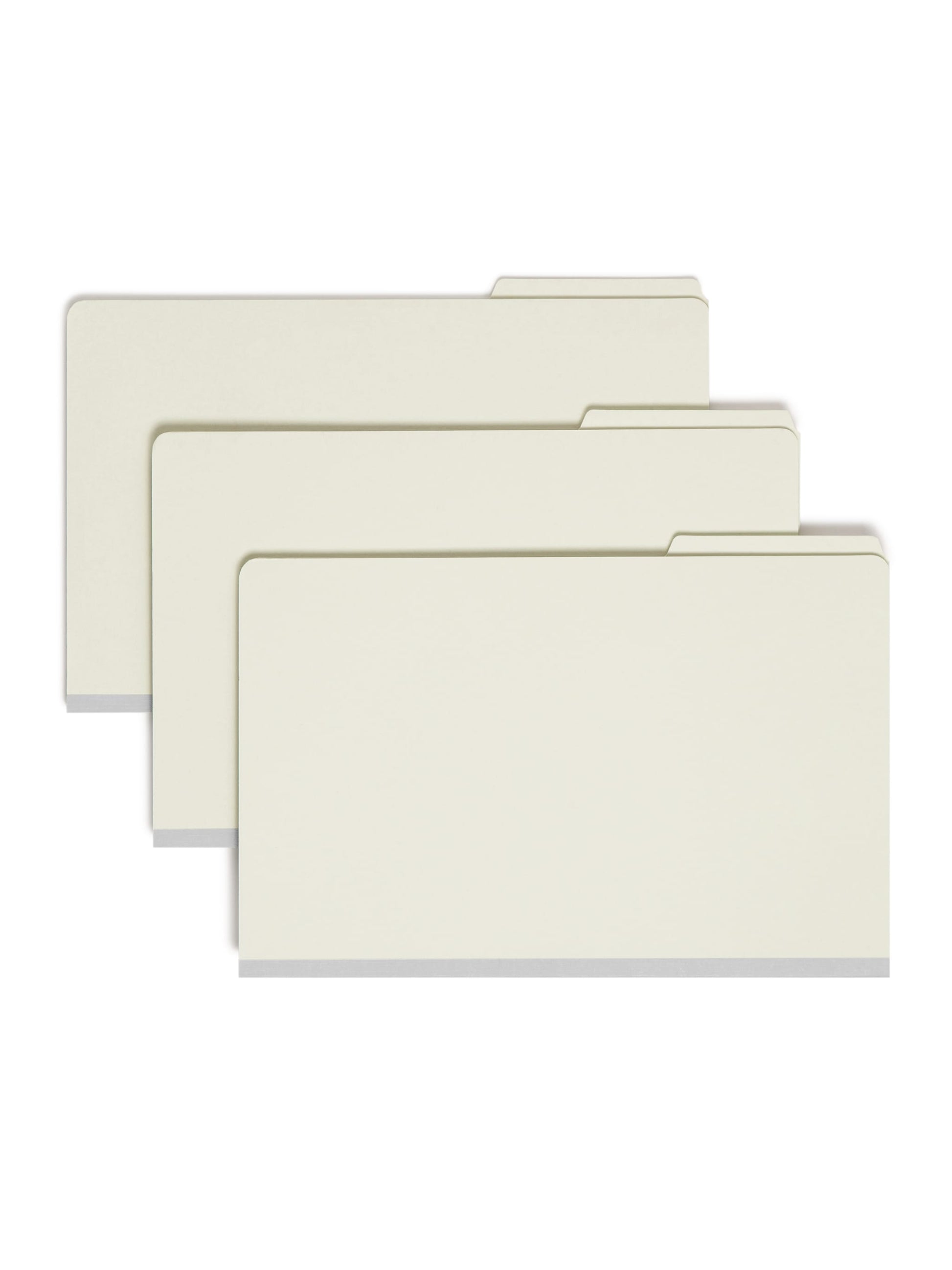 SafeSHIELD® Pressboard Classification File Folders, 2 Dividers, 2 inch Expansion, 1/3-Cut Tab, Gray/Green Color, Legal Size, 