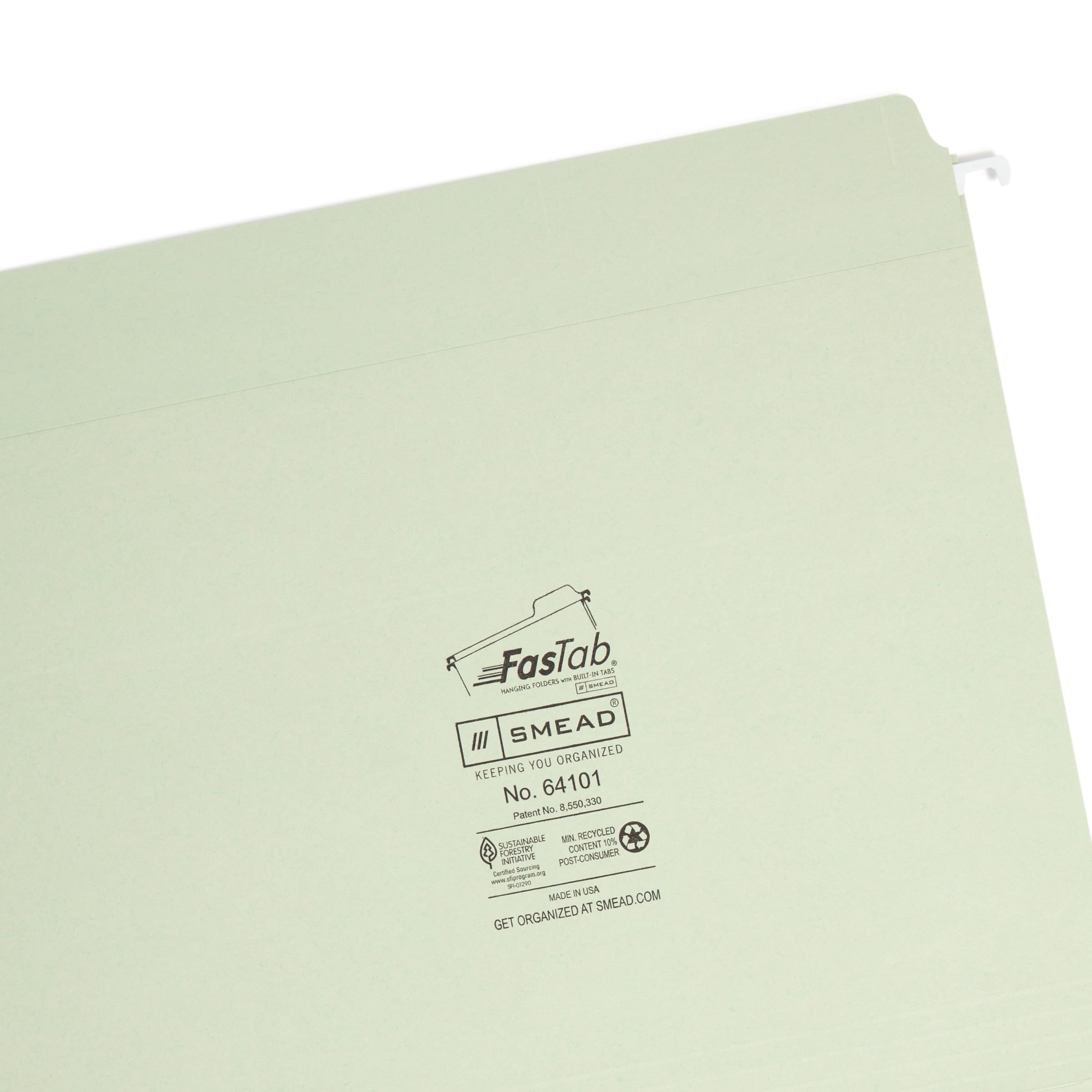 GREEN - Smead Hanging File Folder with Tab 1/5-Cut Adjustable Tab 並行輸入