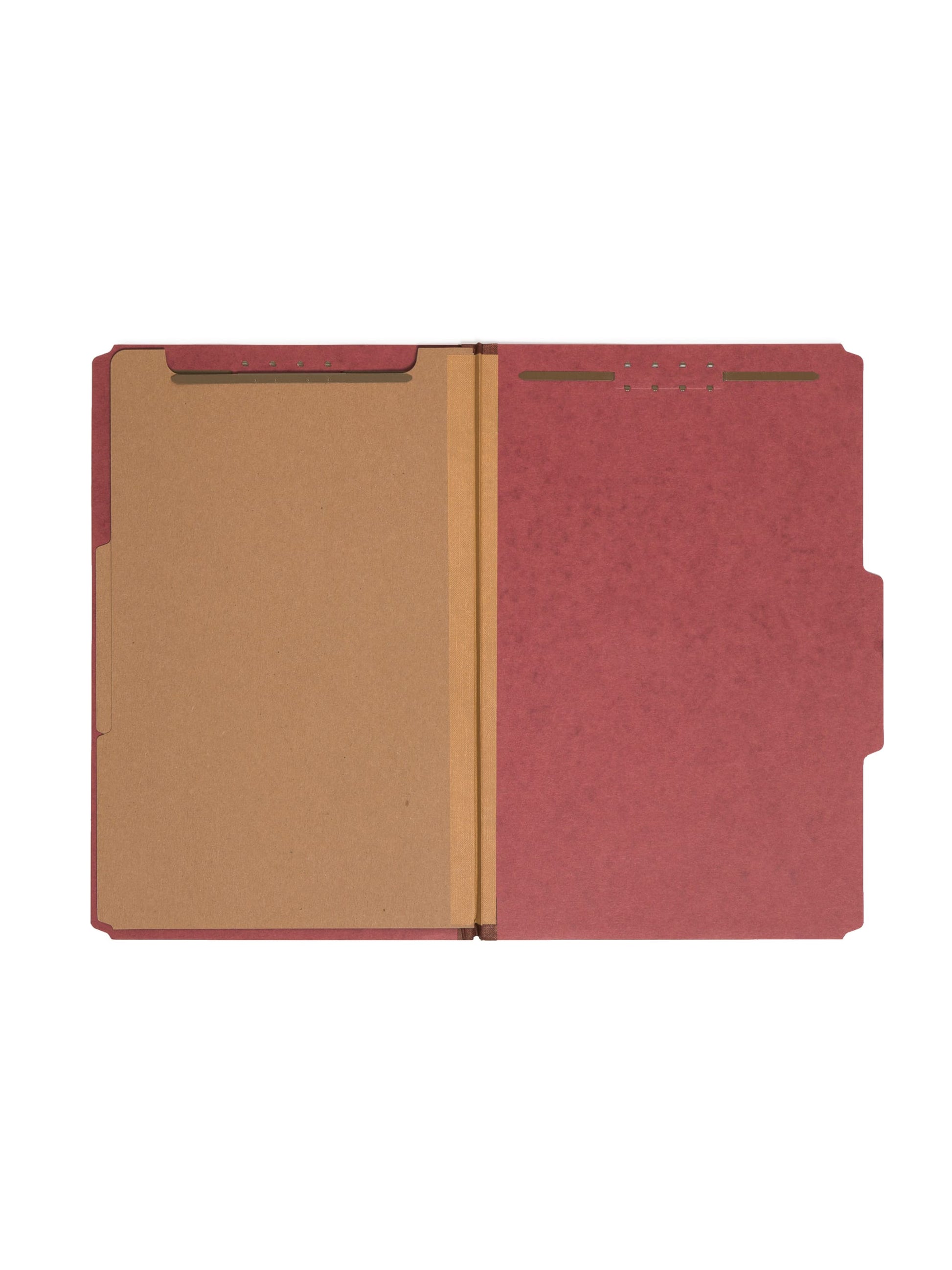 100% Recycled Value Pressboard Classification Folders, 2 Dividers, 2 inch Expansion, 2/5-Cut Tab, 2 Fasteners, Red Color, Legal Size, 