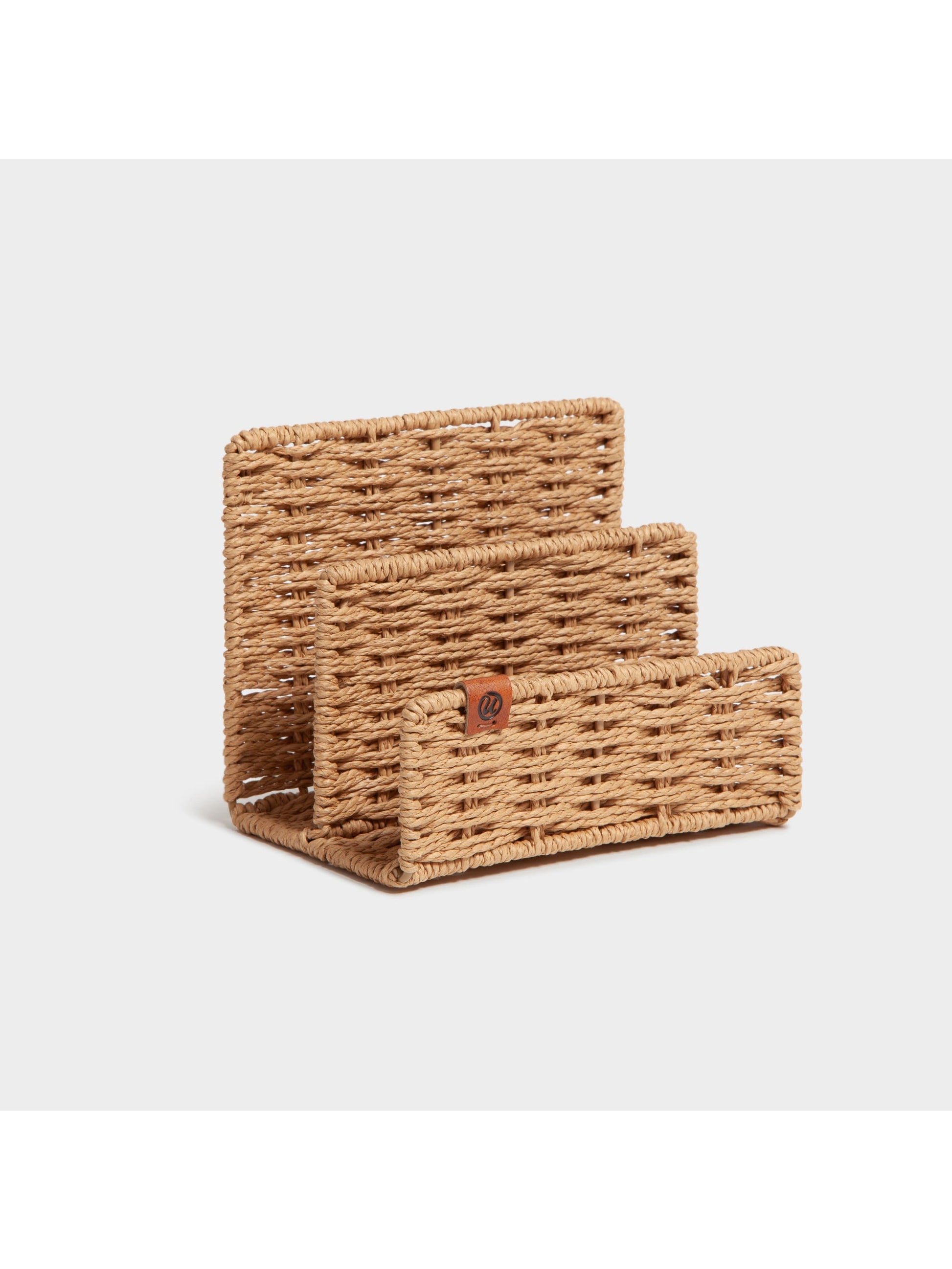 Woven desk organization , 6.1" x 4.2" x 5", BrownWoven Letter Sorter, Woven, Brown, 6.1" x 4.2" x 5", Brown, 6.1" X 4.2" X 5" Size, Set of 1, 843463160887