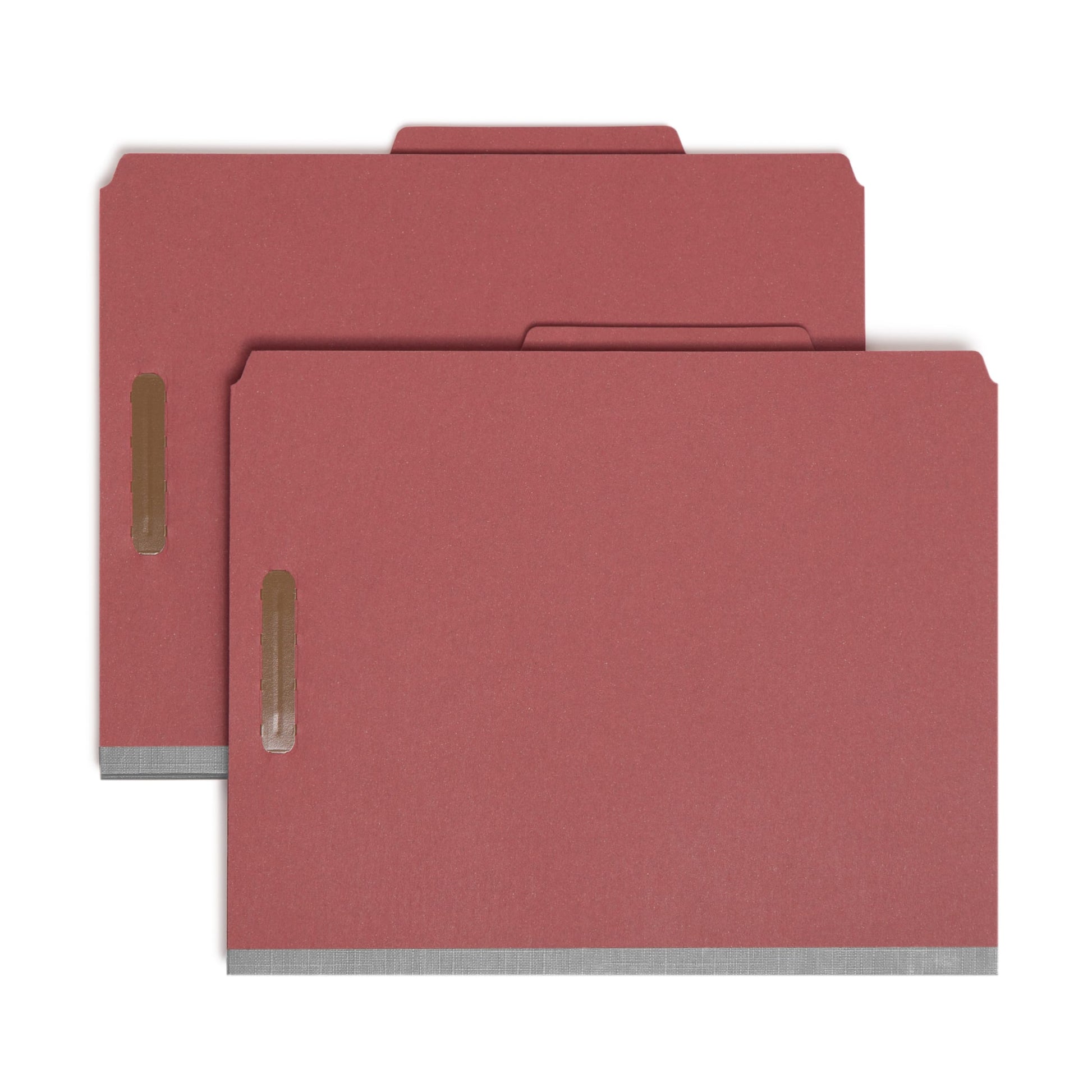 Pressboard Classification File Folders, 1 Divider, 2 inch Expansion, Red Color, Letter Size, Set of 10, 30086486137240
