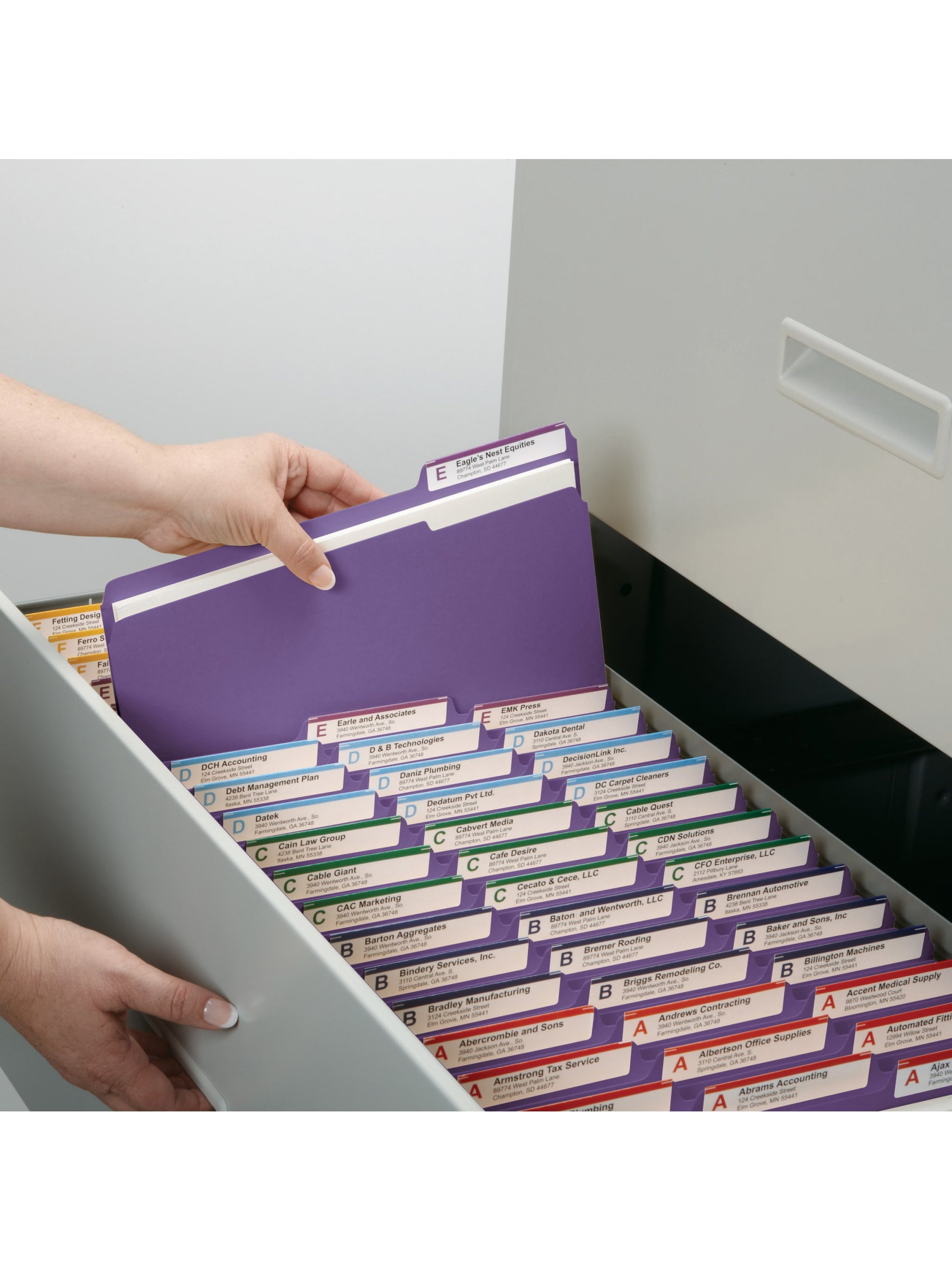 Reinforced Tab File Folders, 1/3-Cut Tab, Purple Color, Letter Size, Set of 100, 086486130349