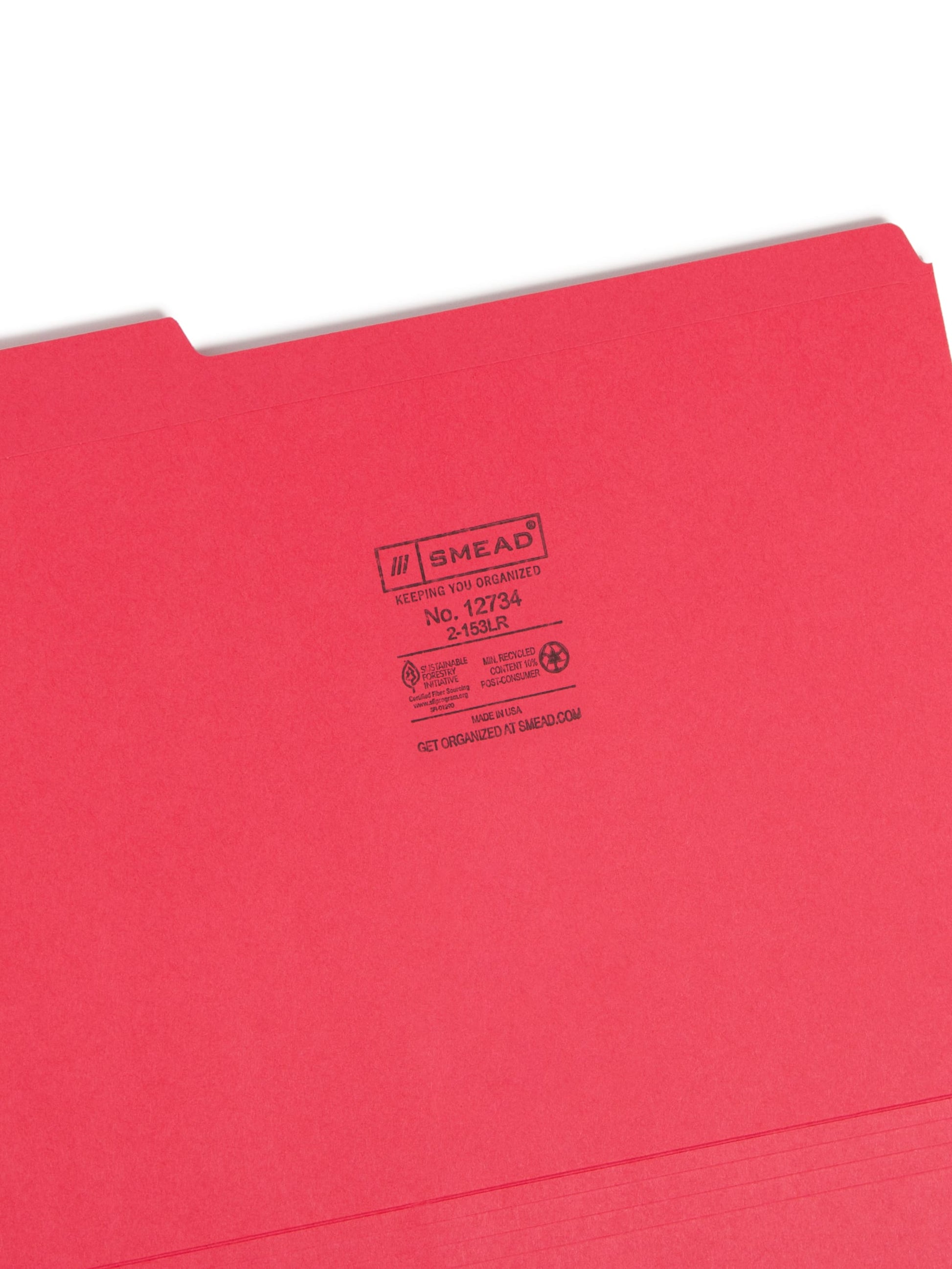 Reinforced Tab File Folders, 1/3-Cut Tab, Red Color, Letter Size, Set of 100, 086486127349