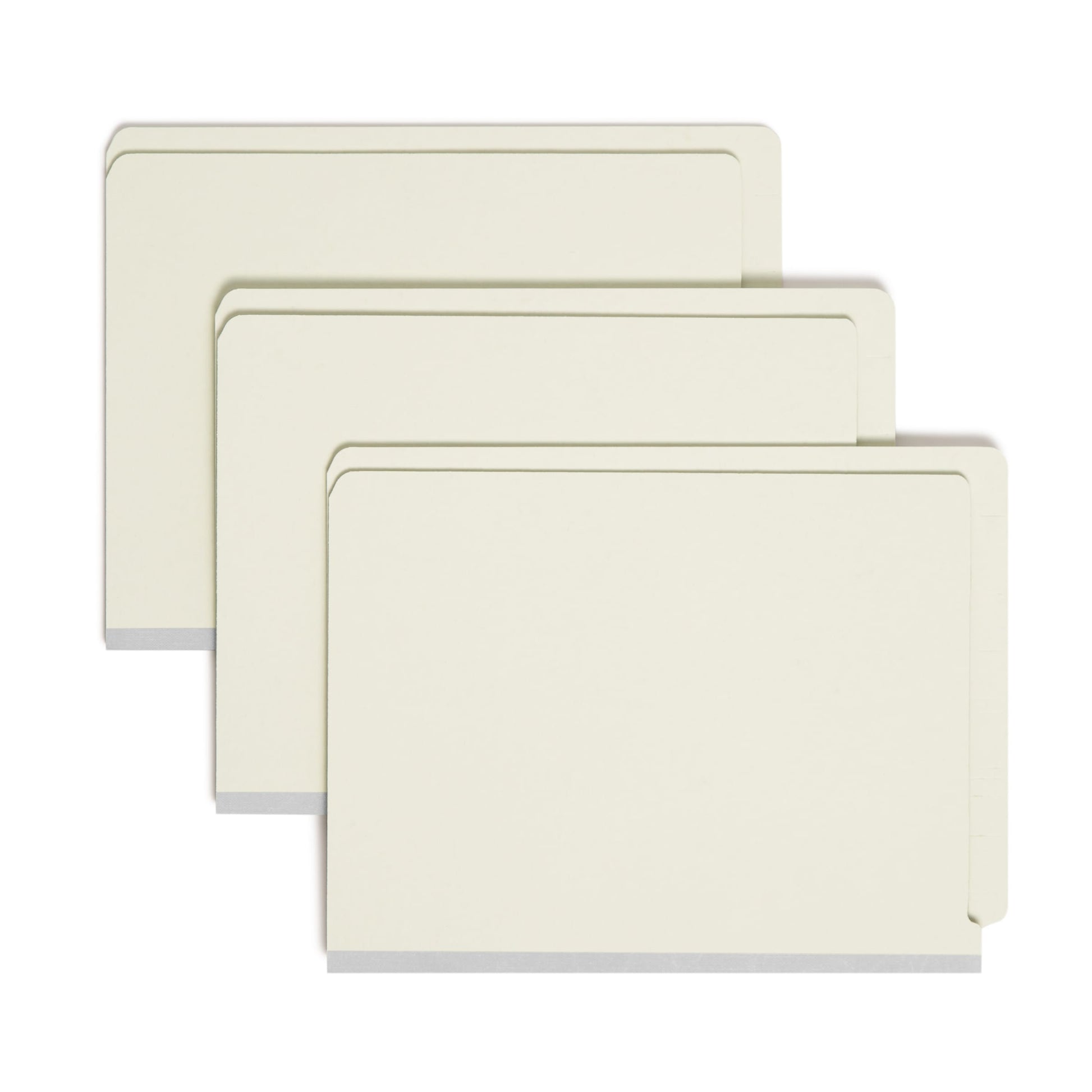 SafeSHIELD®  Pressboard End Tab Fastener File Folders, Straight-Cut Tab, 1 inch Expansion, Gray/Green Color, Letter Size, Set of 25, 086486347051