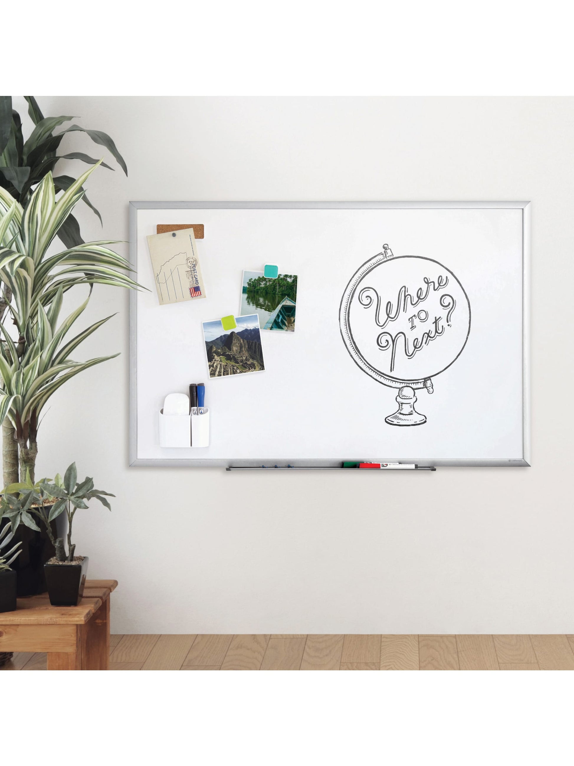 Metal Frame Dry Erase Board, Silver, White, 23" x 35", 3 x 2, White, 23" X 35" Size, Set of 1, 812296022914
