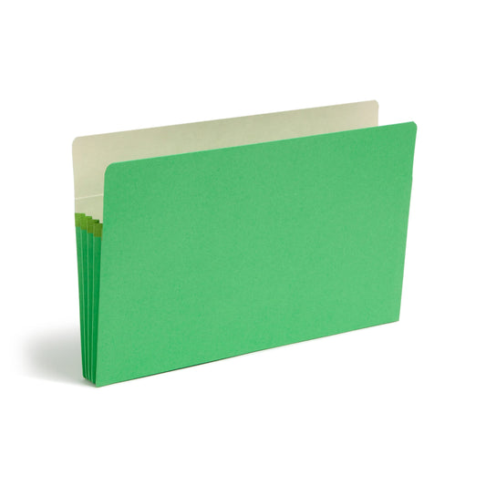 File Pockets, 3-1/2 inch Expansion, Straight-Cut Tab, Green Color, Legal Size, Set of 25, 30086486742260
