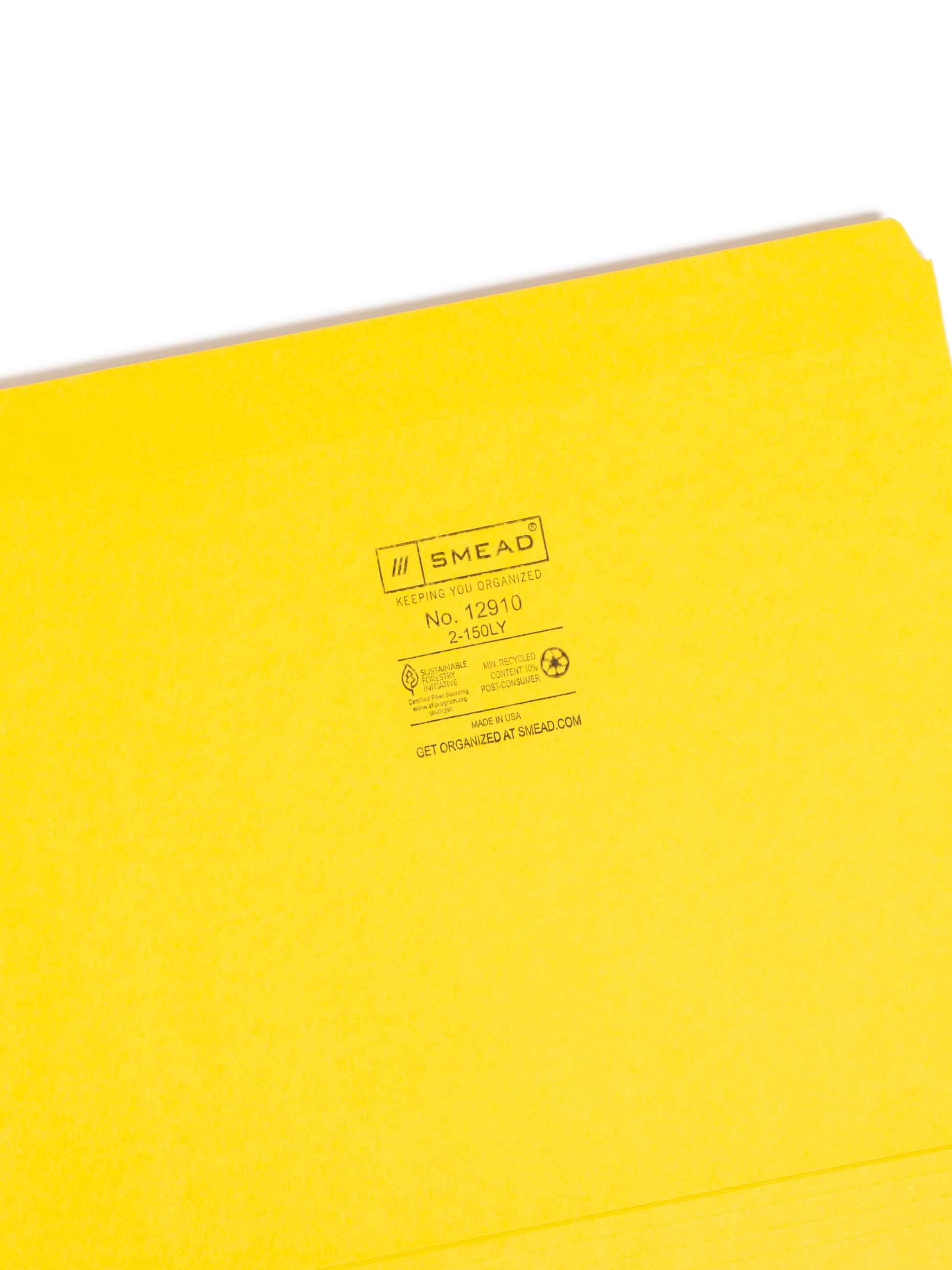 Reinforced Tab File Folders, Straight-Cut Tab, Yellow Color, Letter Size, Set of 100, 086486129107