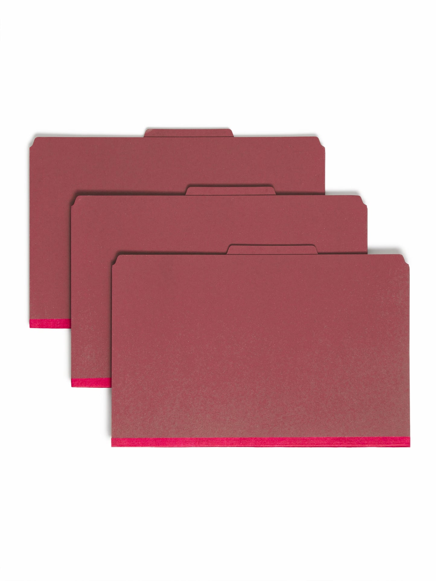 SafeSHIELD® Pressboard Classification File Folders, 2 Dividers, 2 inch Expansion, 2/5-Cut Tab, Bright Red Color, Legal Size, Set of 0, 30086486190313