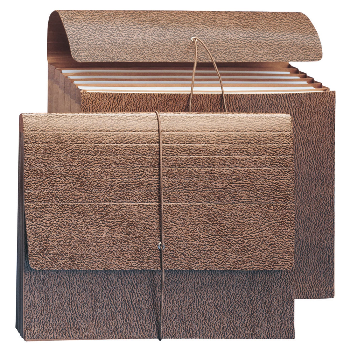 Redrope-Printed Partition Wallets with Elastic Cord, 5-1/4 Inch Expansion, 6 Pocket, 5 Divider, Brown Color, Letter Size, Set of 10, 30086486724730