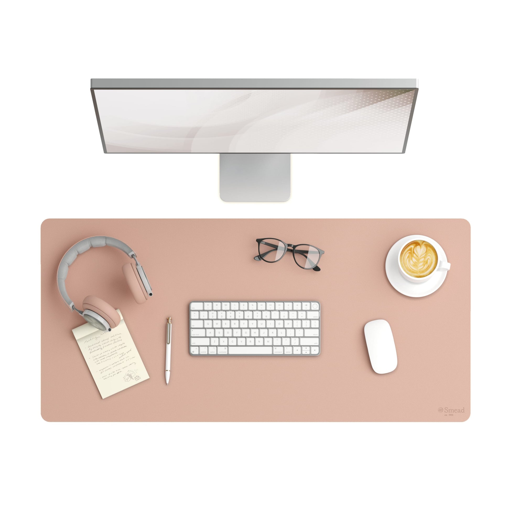 Vegan Leather Desk Pad, Dusty Rose Color, 36"X17" Size, Set of 1, 086486648295