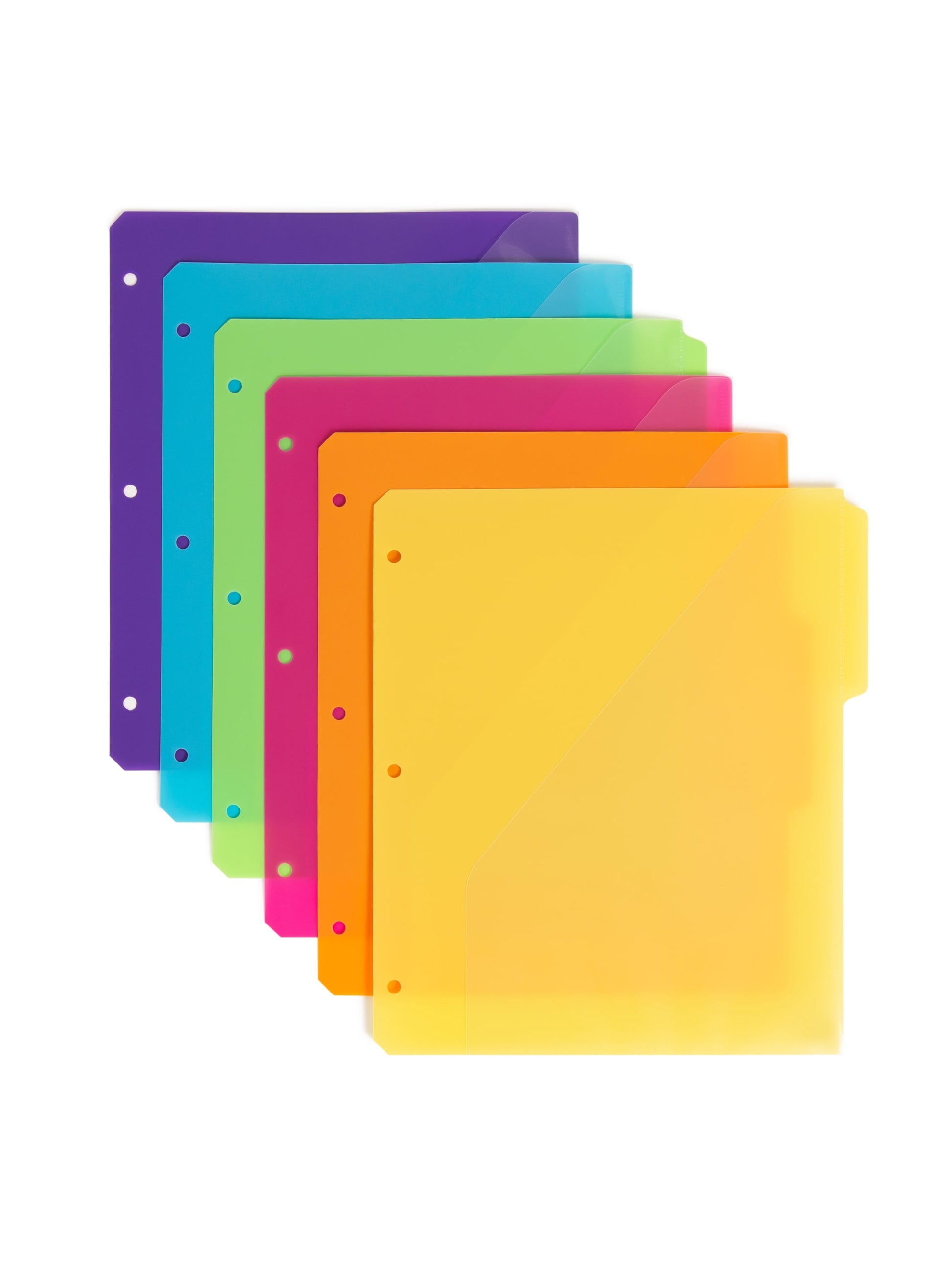 Three-Ring Binder Poly Index Dividers, 6 Dividers Each, 1/3-Cut Tabs, Assorted Colors Color, Letter Size, Set of 0, 30086486894211